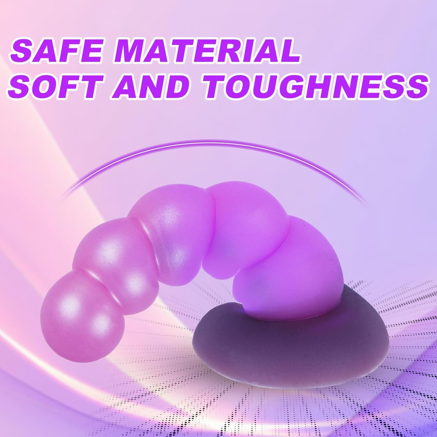 5.5 Inch Small Silicone Beads Dildo Anal Plug with Suction Cup, Soft Fantasy Pink Purple 5 Knots Dildos Butt Plug, G-Spot Dildo Prostate Massager Anal Trainer Expander Sex Toy for Women Men Beginner