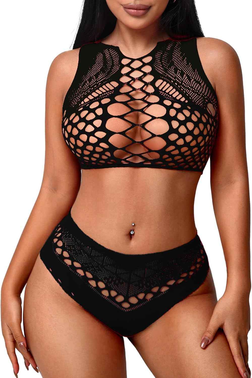 Avidlove Womens Fishnet Lingerie for Women Sexy Two Piece Lingerie Set Stripper Outfit