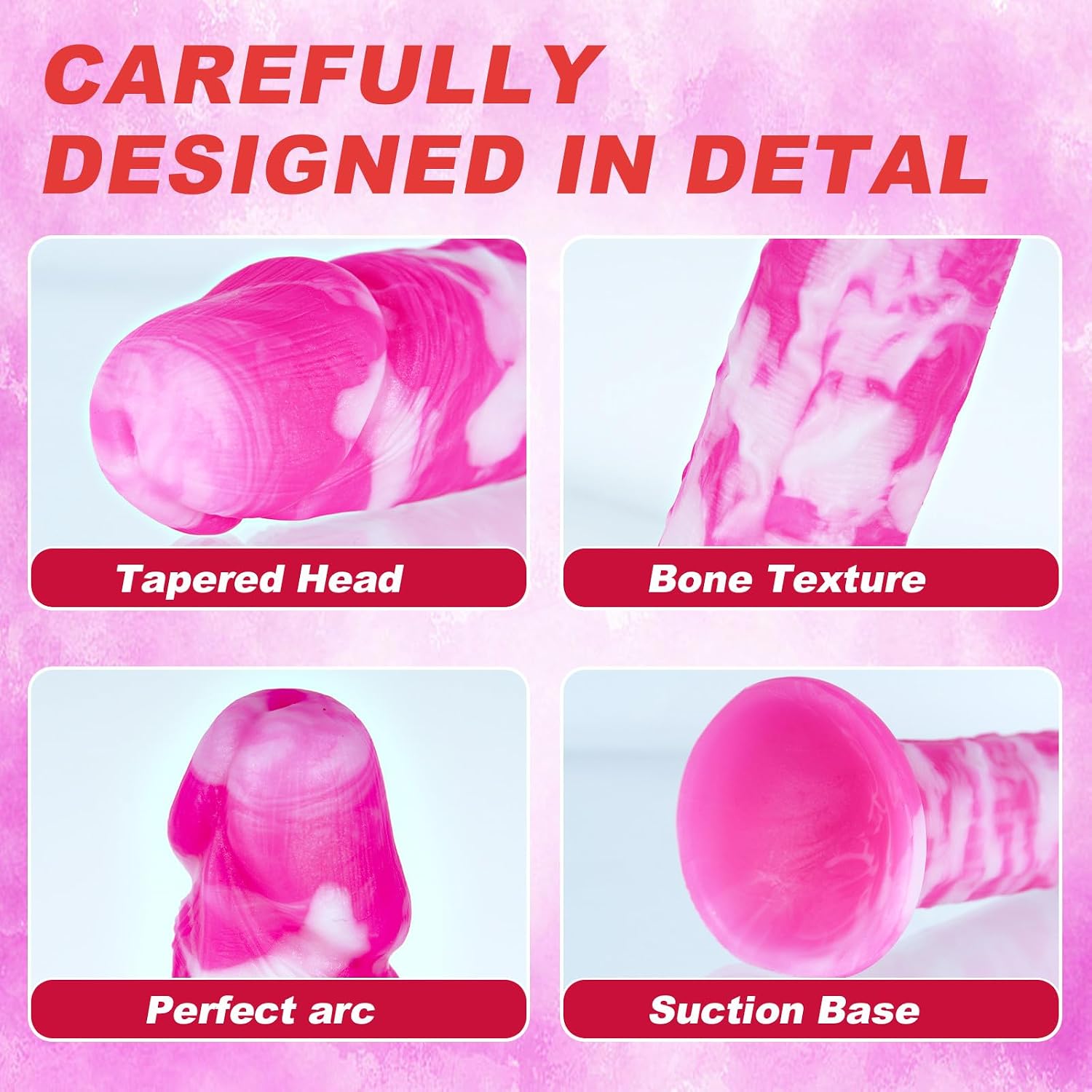Hainuo Realistic Silicone Fantasy Dildo with Suction Cup Pink