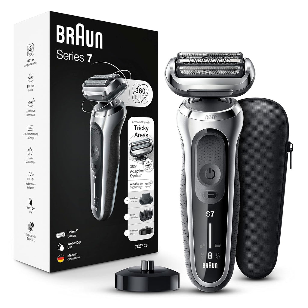 Braun Series 7 7071cc Flex Electric Razor for Men with SmartCare Center, Precision Trimmer, Wet & Dry, Rechargeable, Cordless Foil Shaver, Silver