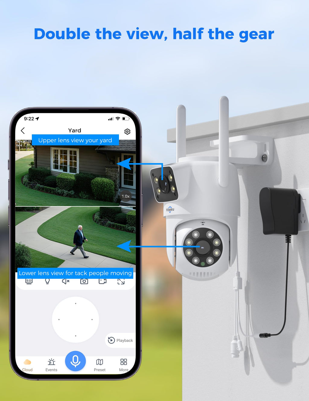 Hiseeu Wireless Security Camera System, 5G/2.4G WiFi,Dual Lens View