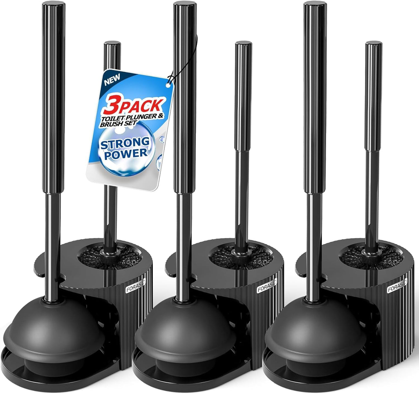 FORASTO Toilet Plunger and Brush Set，Toilet Bowl Brush Plunger Set