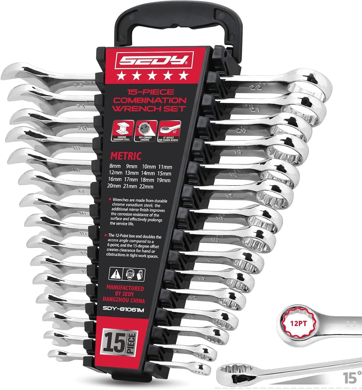 SEDY Combination Wrench Set with Magnetic Organizer