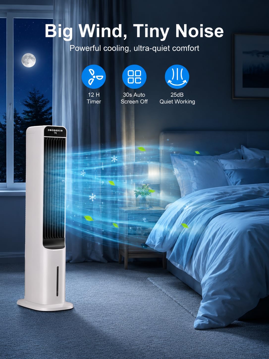 Uthfy Evaporative Air Cooler with 4 Mode, 120°Oscillation, Swamp Cooler with Remote, 12H Timer, Easy Cleaning, Portable Air Conditioner That Blow Cold Air for Bedroom, Home, Office