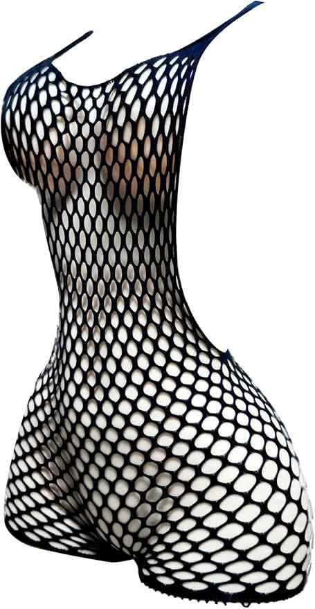 OYOANGLE Women's Fishnet Dress Bodysuit Hollow Out Lingerie Chemise Nightwear