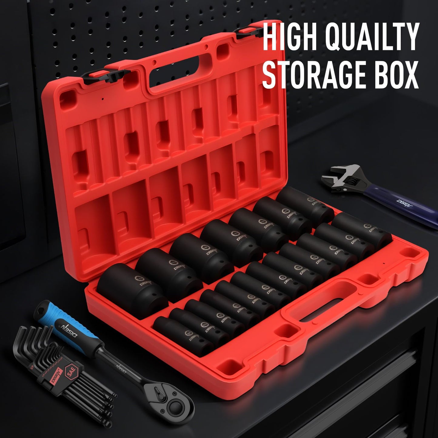 DISEN Torx Bit Socket and Female External Socket Set, Premium CR-V & S2 Alloy Steel, Impact Socket Adapter Set,High Torque Laser Marked for Automotive Mechanic