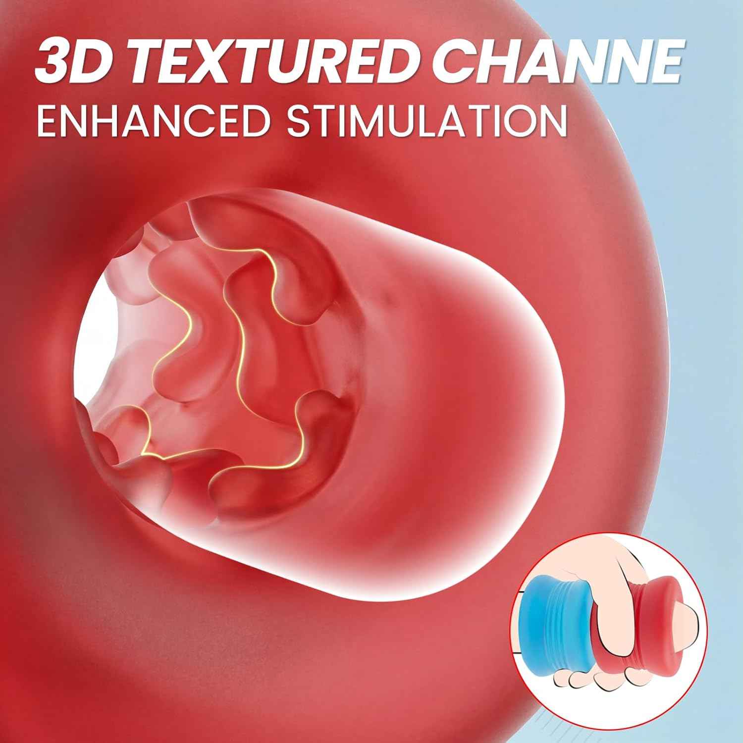 Male Masturbator Sex Toys for Men, 2 Pcs Pocket Pussy Male Masturbator Stroker, Reusable Penis Training with 3D Spiral Tunnel Realistic Texture, Open Ended Masturbation Cup Adult Sex Toys Blue&Red