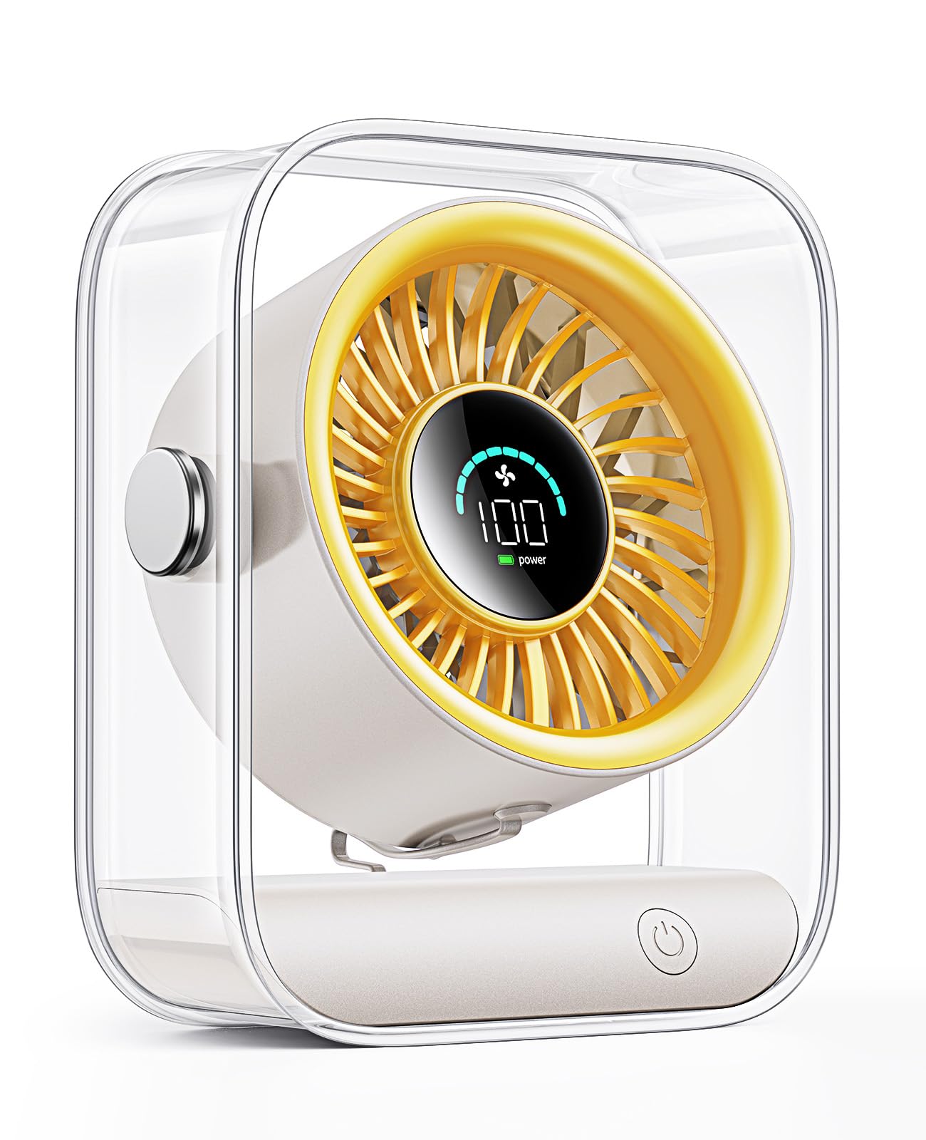 DIGIX USB Rechargeable Desk Fan, Small Portable Table Fan with 100 Speeds Turbo Airflow, 90° Tilt Quiet Desk Fans for Bedroom with LED Display, Personal Cooling Fan for Travel Office Camping