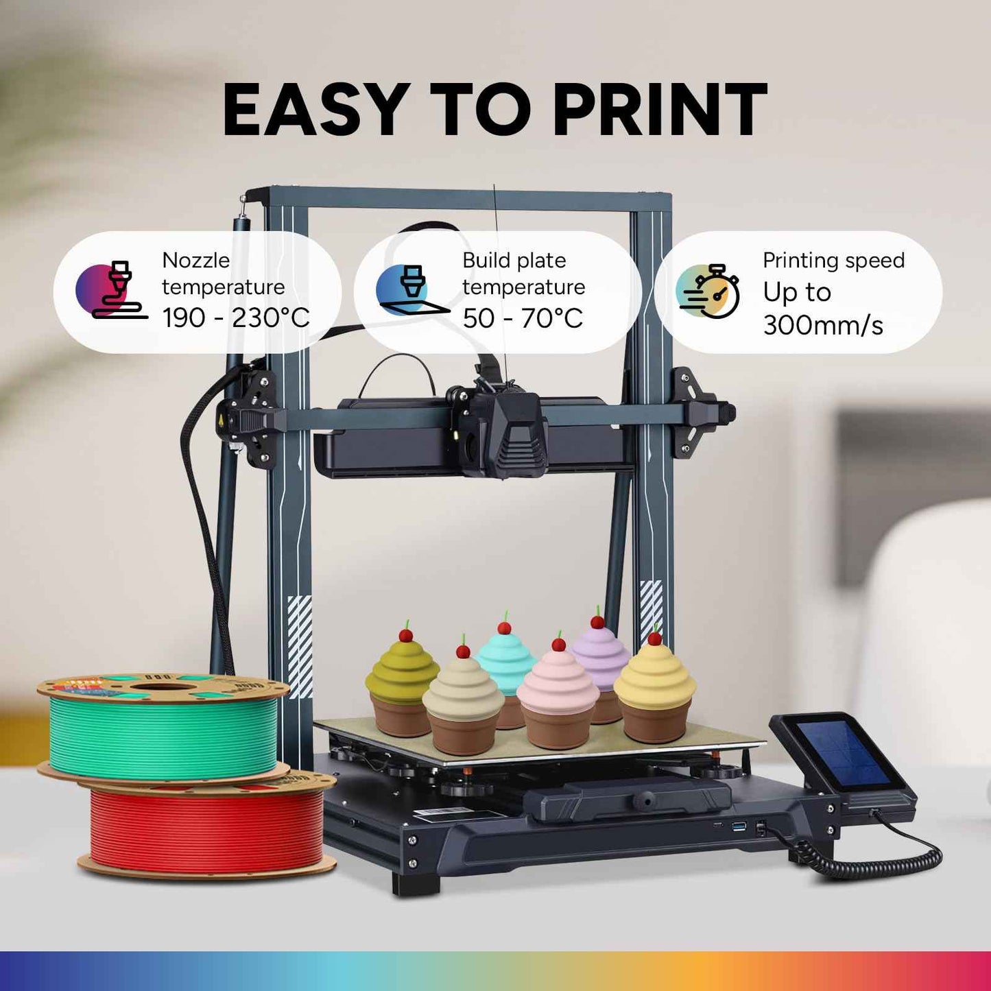 OVERTURE Matte PLA 3D Printer Filament 1.75mm, Matt Surface & Low Warping Filament 1kg Spool (2.2 lbs), Accuracy +/- 0.02 mm, Fit Most FDM Printers