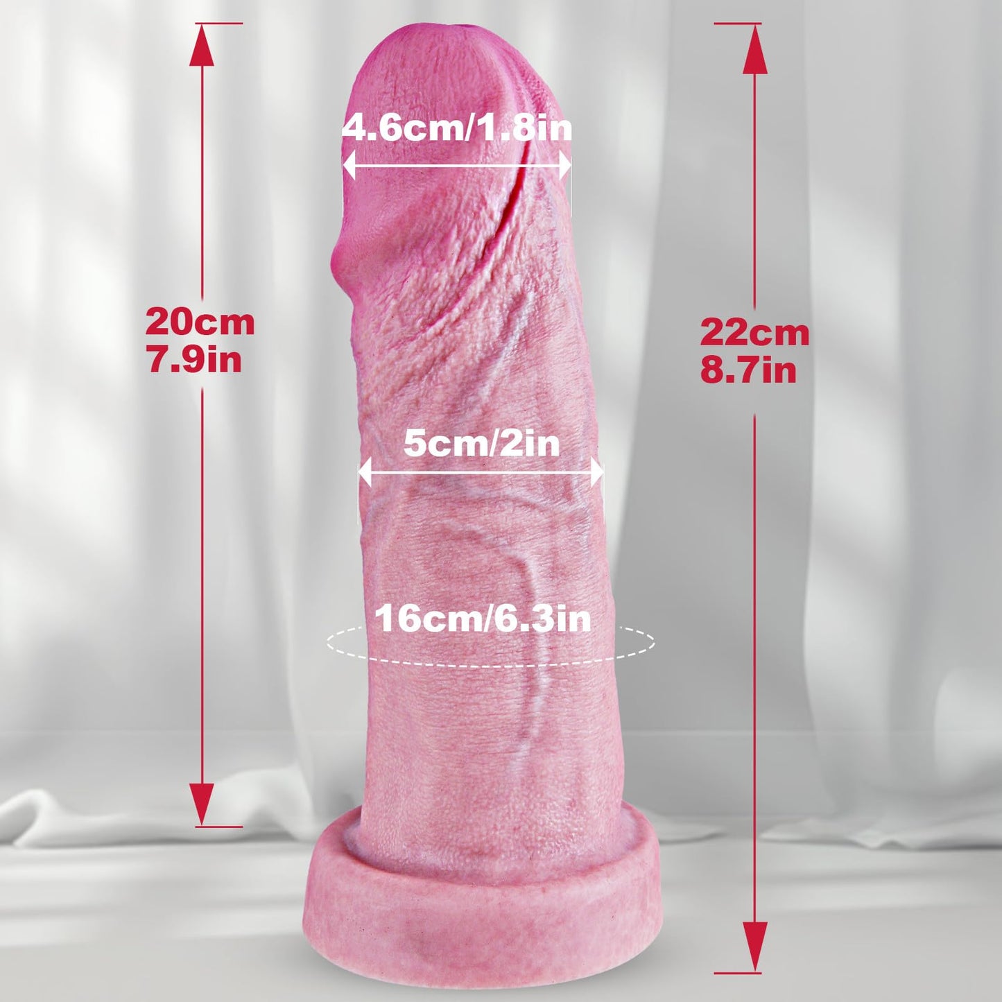 2" Diameter Soft Silicone Realistic Extra Thick Giant Dildo with Suction Cup,