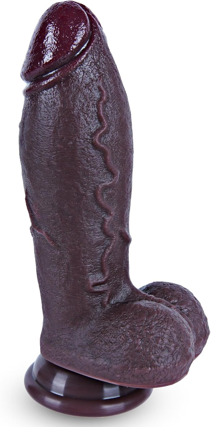 Umania Realistic Silicone Dildo Dual Density Black 6.9in