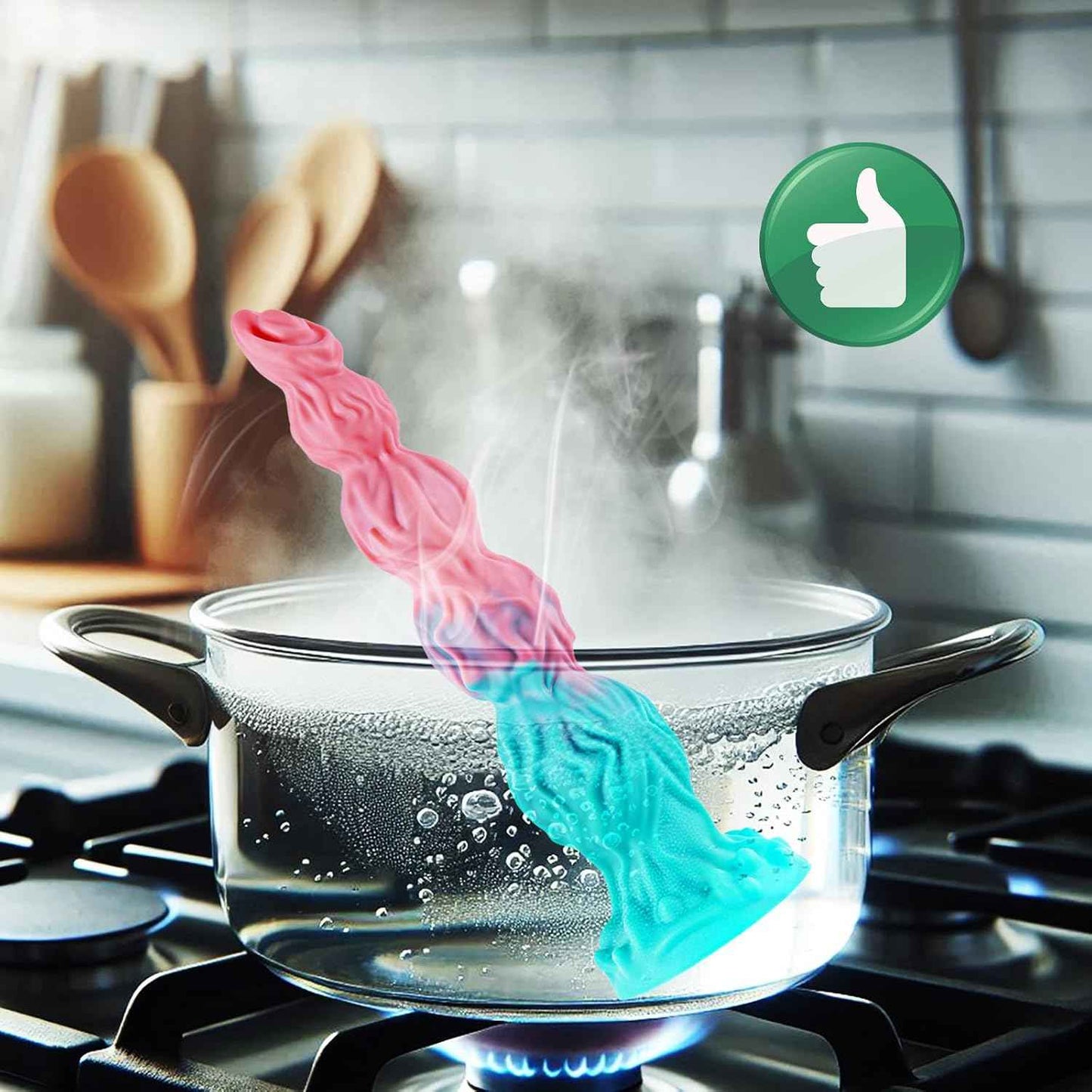 8 Inch Fantasy Monster 5 Knots Small Dildo with Suction Cup, 7 Inch Soft Silicone Slim Thin Anal Dog Knot Dildo Pink Green Wolf Penis, Dragon Horse Alien G-Spot Dildos Sex Toys for Women Men Beginner