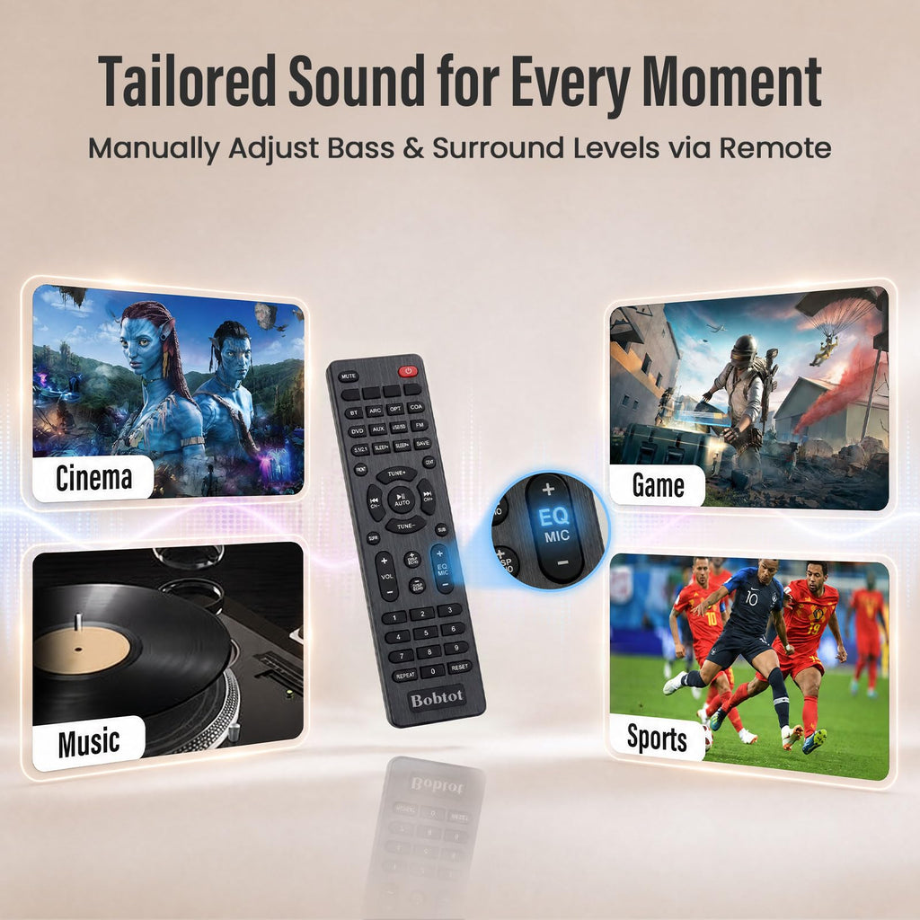 Bobtot Home Theater System Wireless Rear Satellite Speakers 800W 6.5 inch Subwoofer 5.1/2.1 Channel Surround Sound Systems with ARC Optical Bluetooth Input