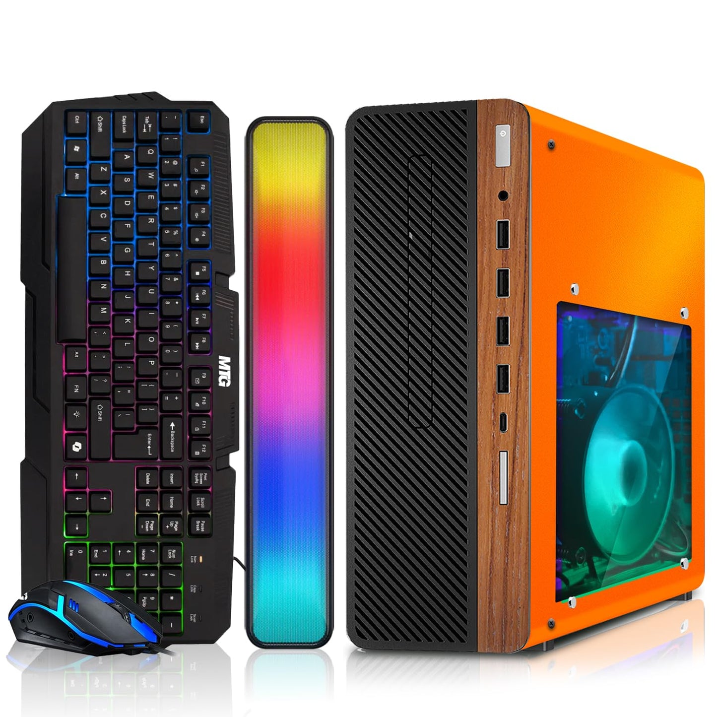 HP Half & Light Dark Desktop Computer PC Phoenix AMD A10-9700, 16GB RAM, 512GB SSD, 1TB SSD, RGB KBM with AI Copilot, WiFi, RGB Sounbar, Windows 11 (Renewed)