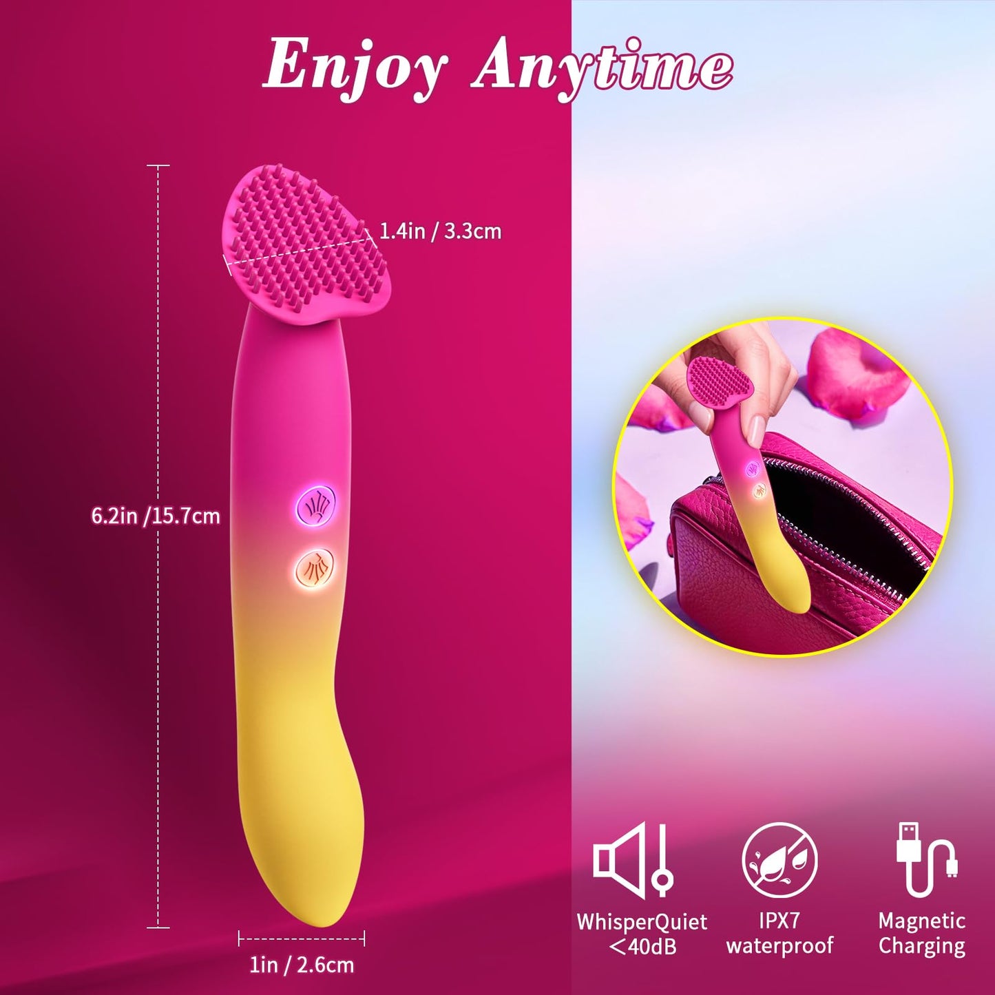 Vibrator Adult Sex Toys for Women - G Spot Clitoral Stimulator Dildo with 10*10 Vibrations, Finger Bullet Vibrators Couples Toy, Waterproof Dual-ended Personal Wand Massager for Anal Nipple Vulva Play