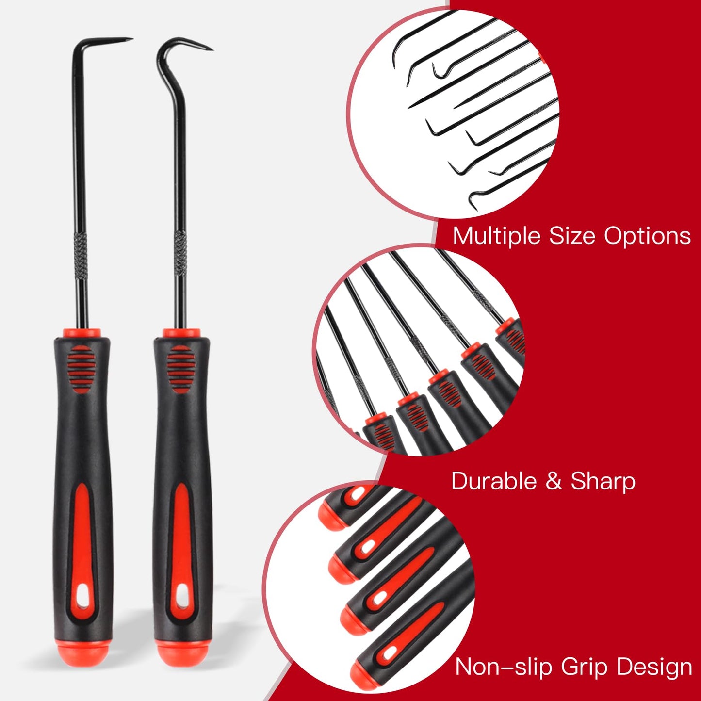 Rindion 10PCS Pick Set Mechanic, Hook and Pick Tool Set with Non-Slip Grip, Long & Mini Automotive Pick Set for O-Ring, Seal & Gasket Removal, Car Repair, Mechanical and DIY Use