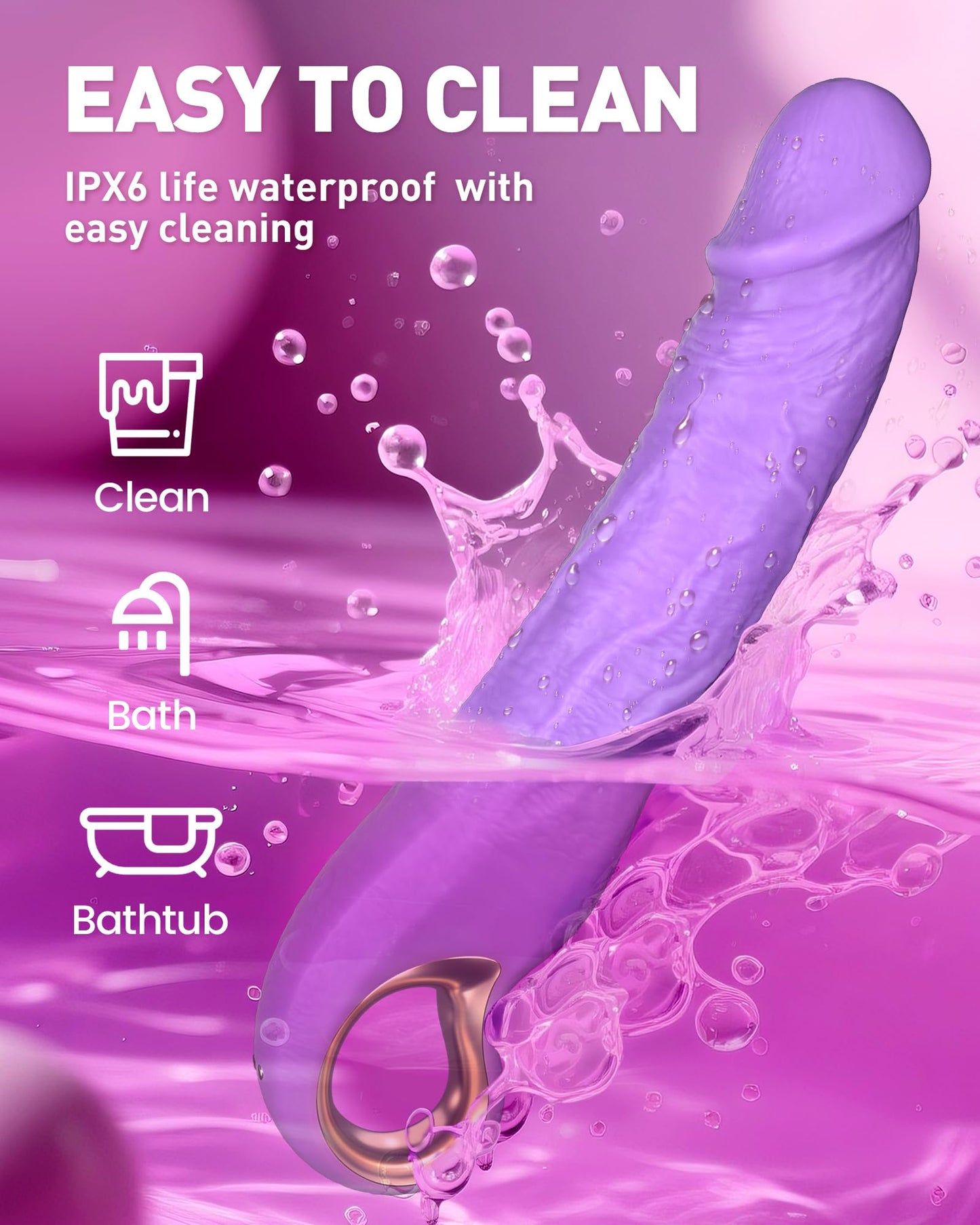Vibrator Thrusting Dildo Sex Toys - 9" G Spot Vibrators Dildo Adult Toy with 10 Vibrations & 3 Thrusting Modes, Waterproof Clitoris Vibrator, Pleasure Tool for Women and Man Sex Stimulation (Purple)