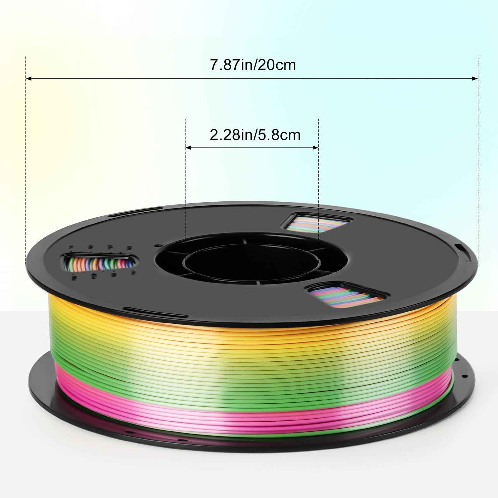 Dynta 3D Printer Filament, Silk PLA Bundle 6 Colors - High Gloss, Super Shiny & Smooth, Beginner-Friendly for Daily DIY, 250gX6 Spools (Gold/Silver/Red/Green/Blue/Purple)