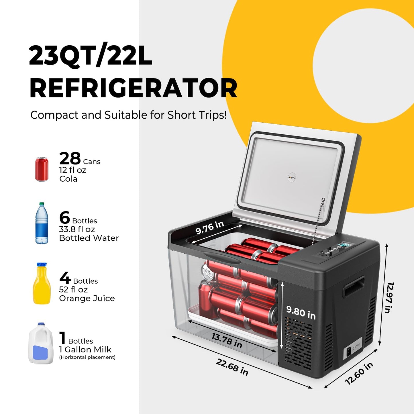 BougeRV Portable Car Freezer 12v Car Refrigerator Car Fridge Compressor Freezer,12/24V DC 110~240 Volt AC,-7℉~50℉