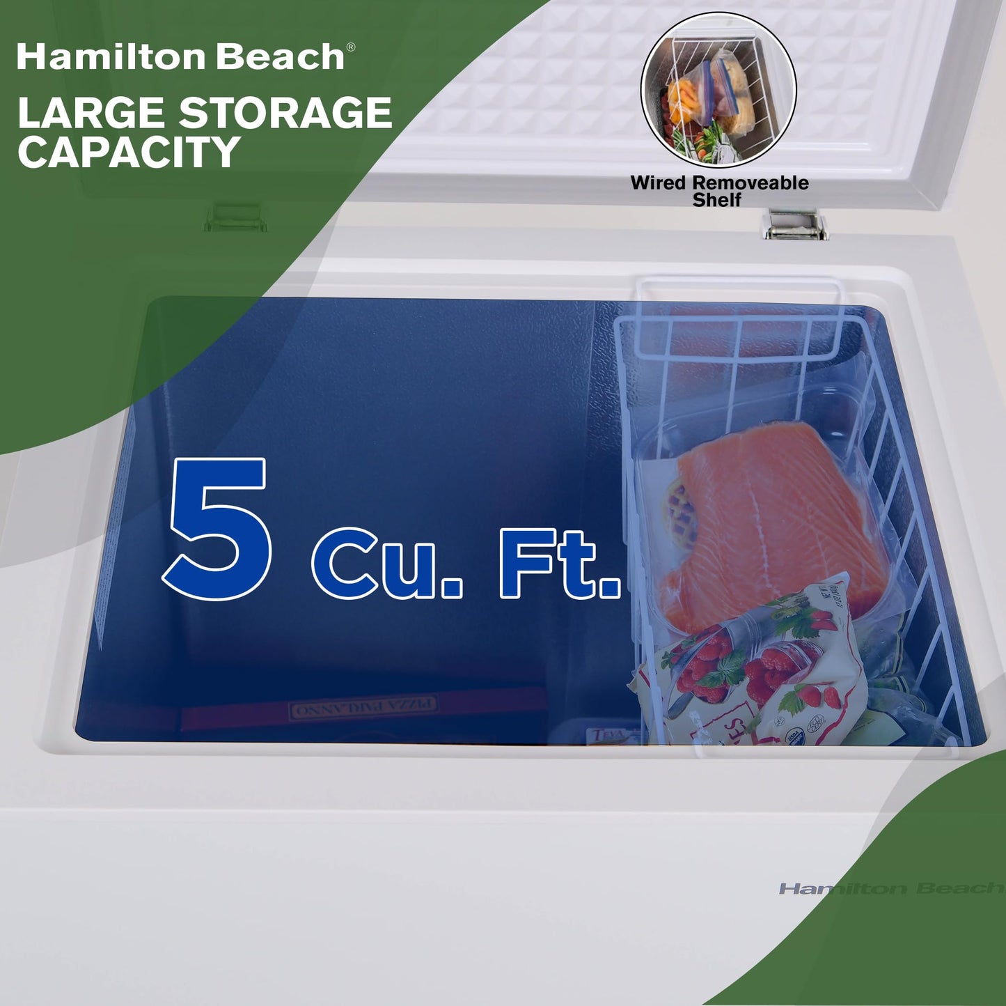 Hamilton Beach HBFRF700-WHITE-COM, Chest Deep Freezer, 7 Cu. Ft. Capacity, Adjustable Thermostat-Removable Vinyl Coated Wire Basket