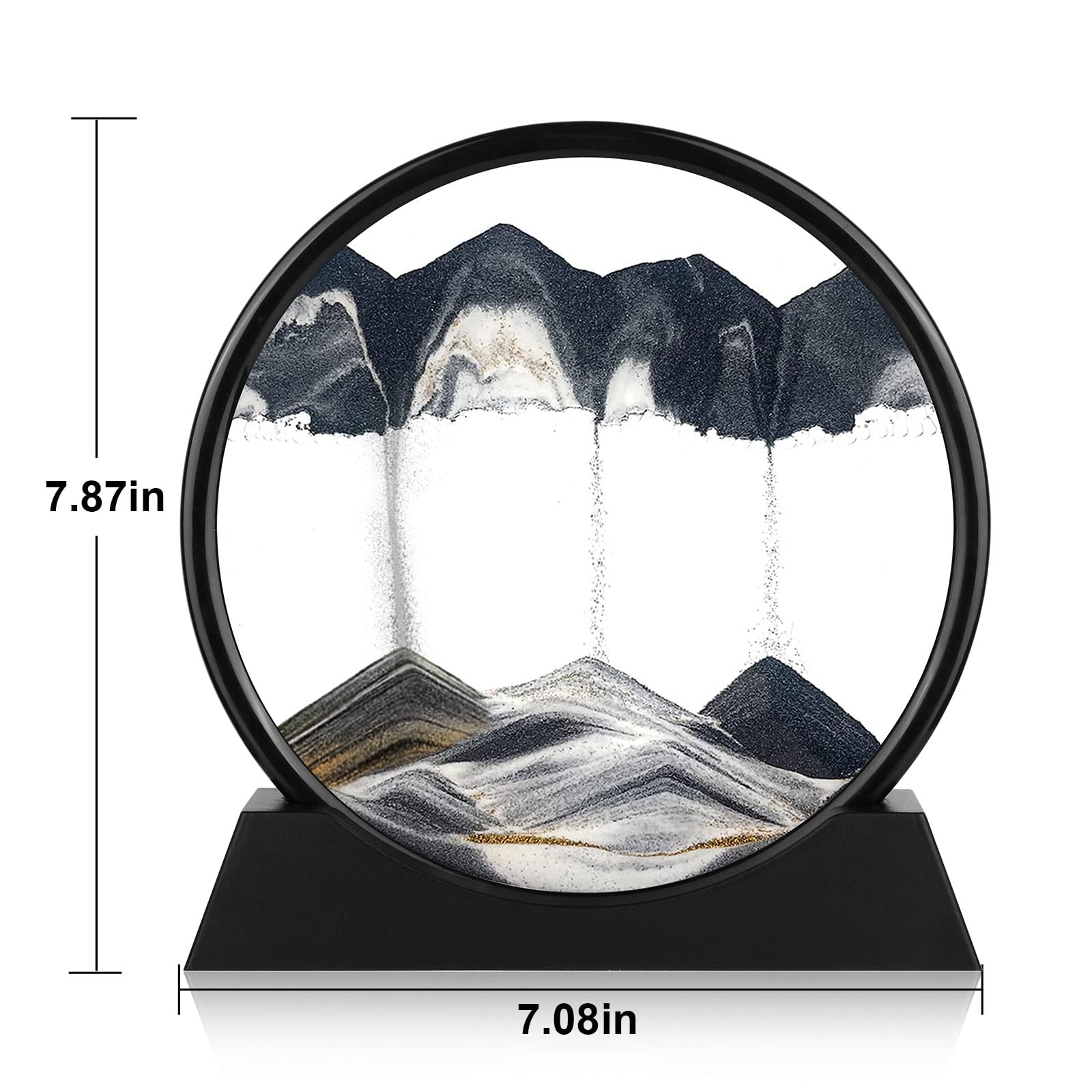 Herecanli 3D Deep Sea Sandscape Moving Sand Art Picture Round Glass Kinetic Sandscape