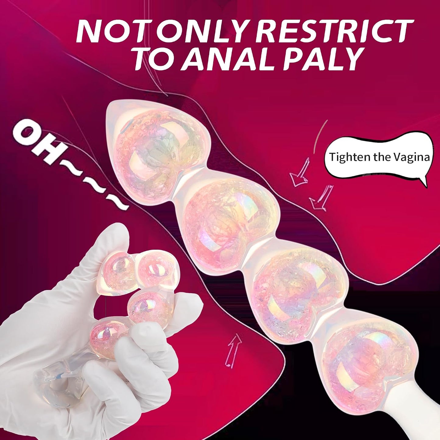 Anal Beads Butt Plug for Beginner, 6.3” Small Anal Dildo with Pull Ring Crystal Clear Dual Layer Silicone Adult Anal Toy for Anal Training and Women Men Sex Game Play