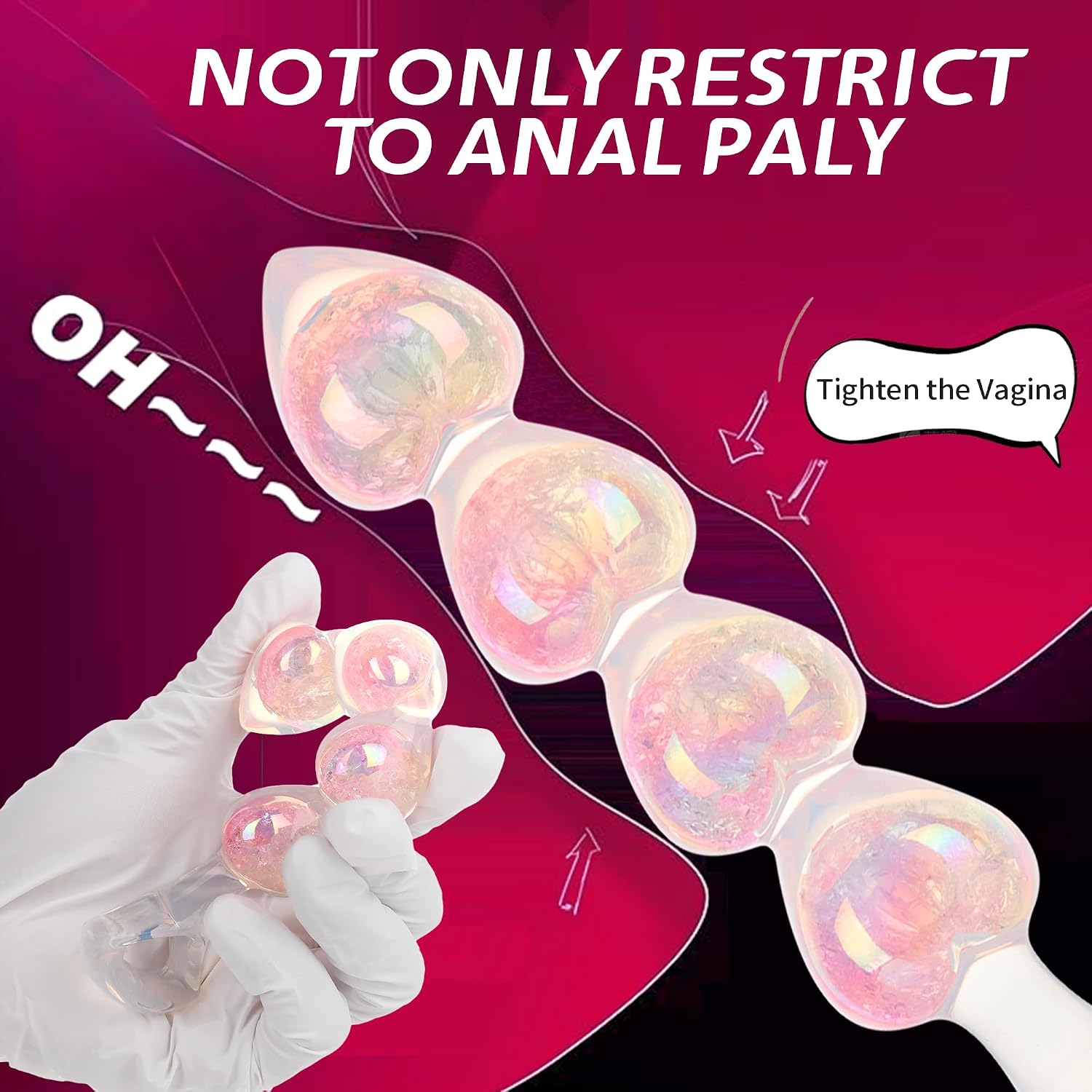 Anal Beads Butt Plug for Beginner, 6.3” Small Anal Dildo with Pull Ring Crystal Clear Dual Layer Silicone Adult Anal Toy for Anal Training and Women Men Sex Game Play