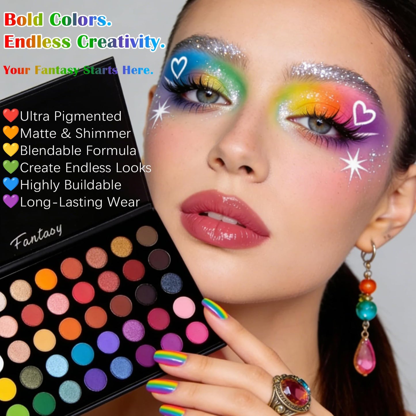 UCANBE Highly Pigmented Eye Makeup Palette, Matte Shimmer Metallic Eyeshadow Pallet Long Lasting Blendable Make Up Eye Shadows Gift Kit