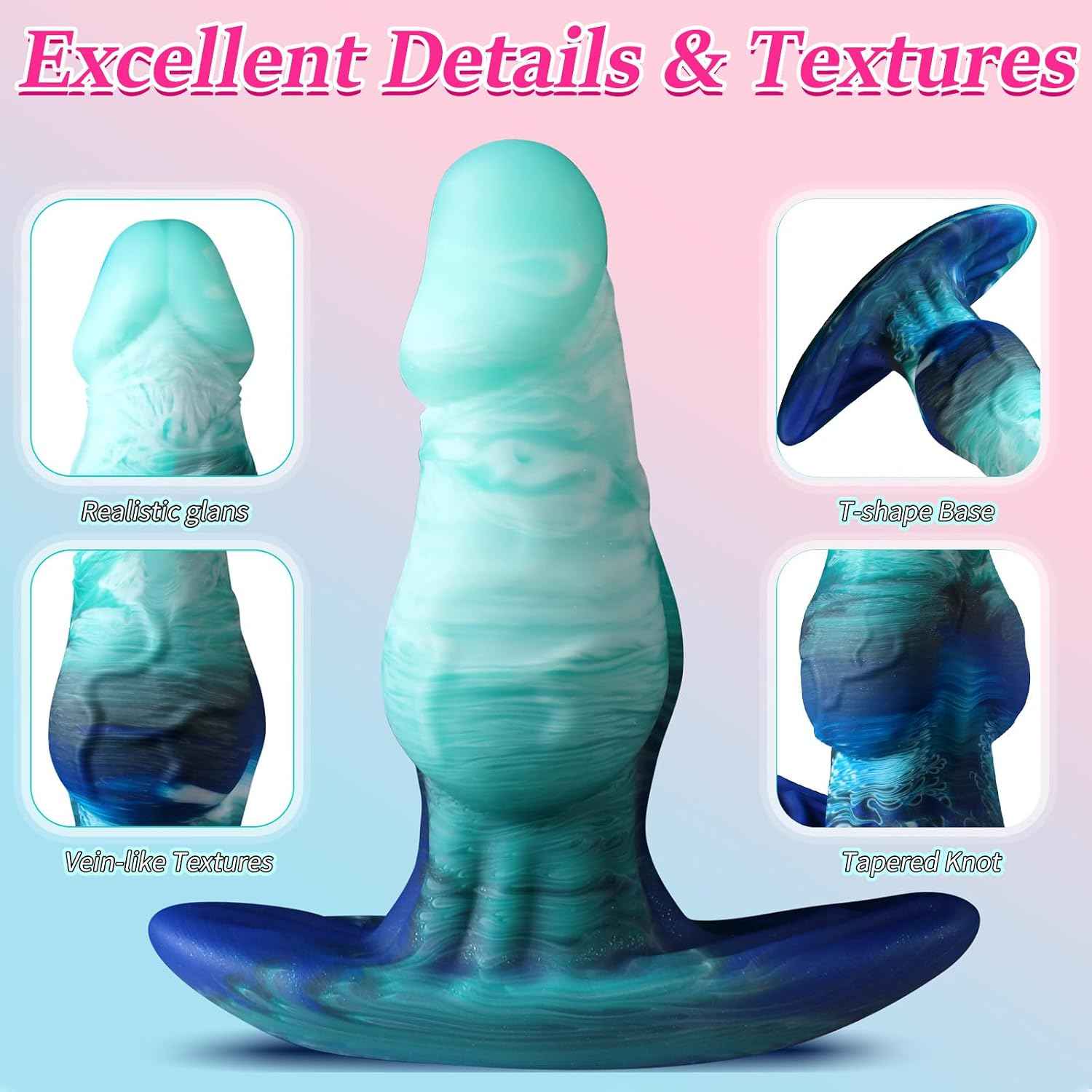 Anal Plug Realistic Dildo with Tapered Knot Wearable Butt Plug Silicone Anal Dilator Trainer Fantasy Prostate Massager G-spot Sex Toy for Couples Men Women Masturbation (S)