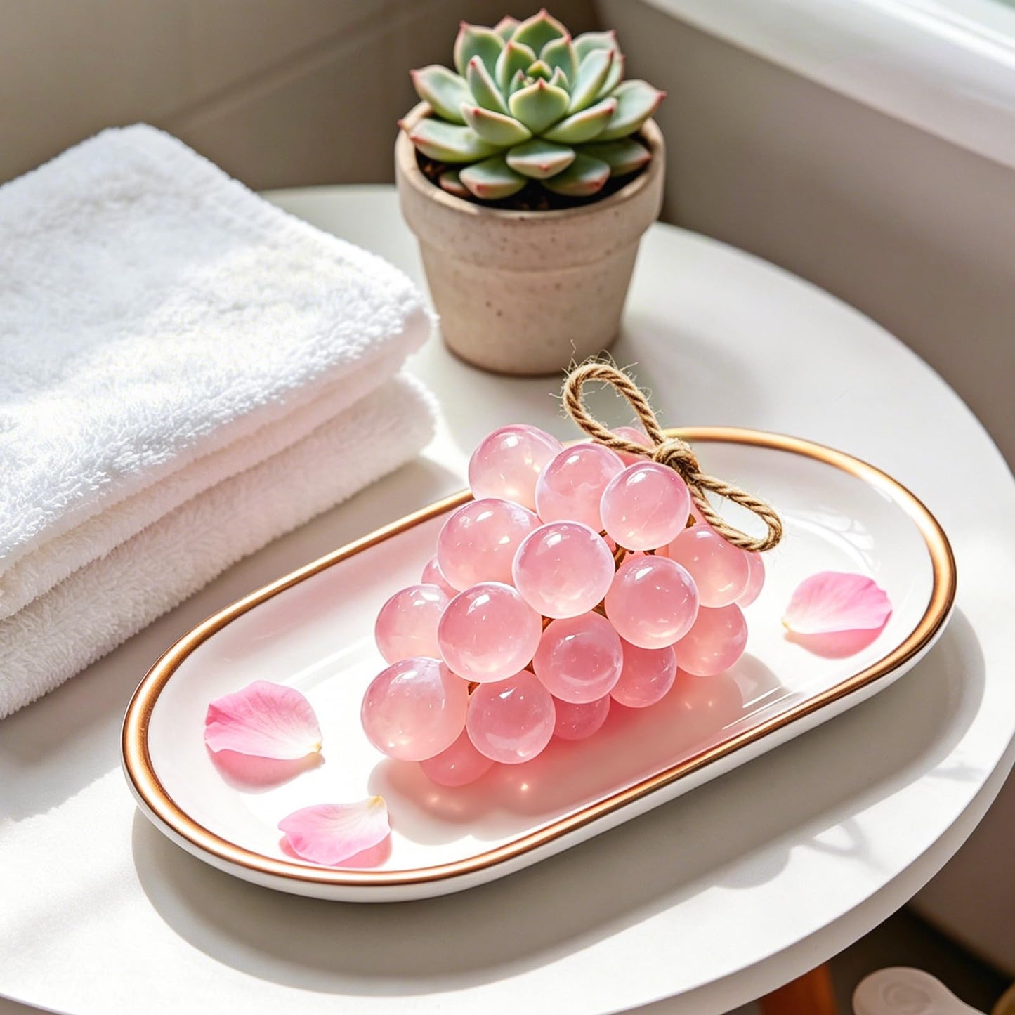 Silicone Soap Mold with Hemp Cord, DIY Grape Soap Making Kit for Beginners Grape Silicone Mold Exquisite Handmade Grape Soap Mold for Gift & Home Decor (Without Soap)