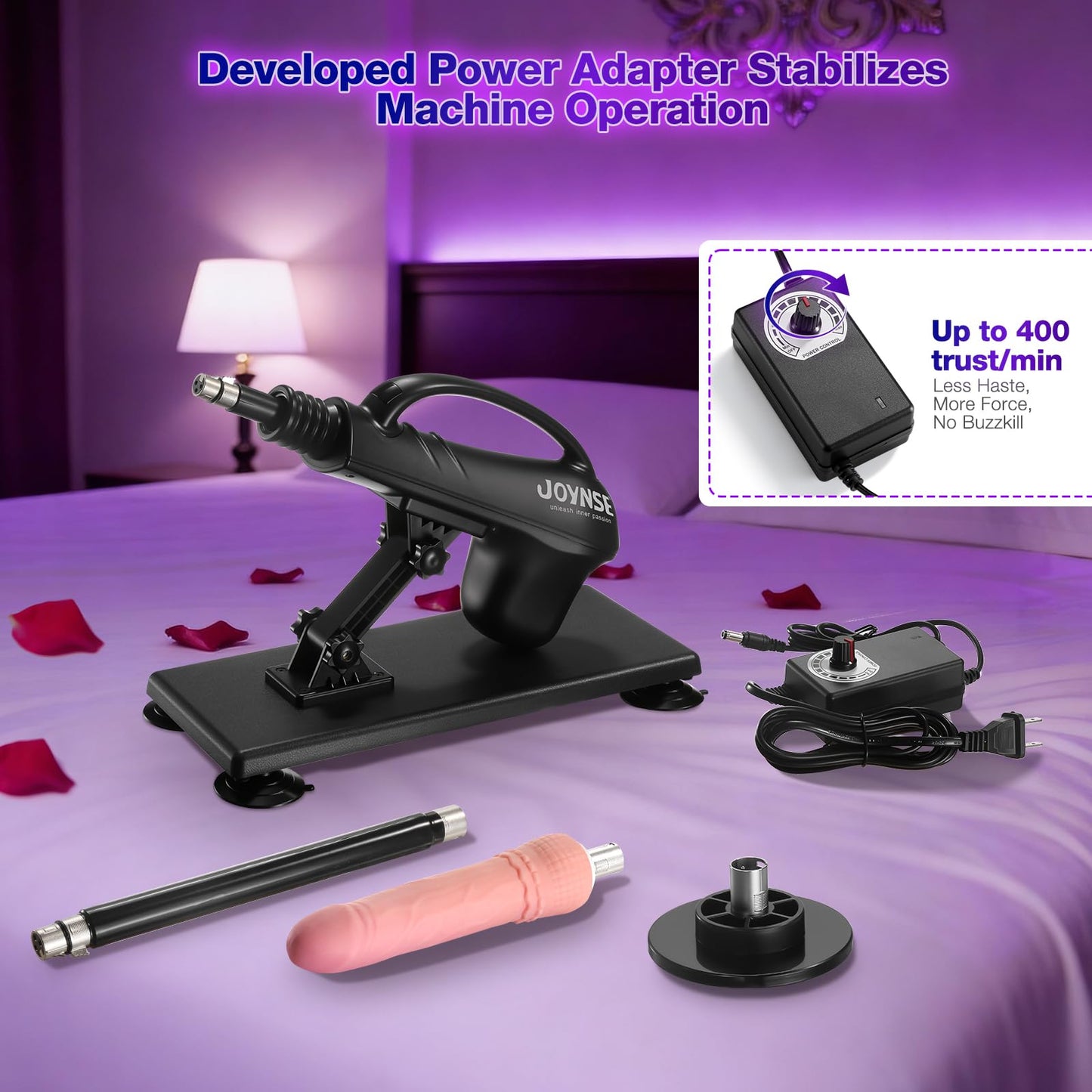 Sex Machine Joynse Automatic Fuck Machine with 3 Attachments, Thrusting Dildo Machine with Suction Cup Adapter, 3XLR Connector Love Machine Adult Sex Toys for Men Women