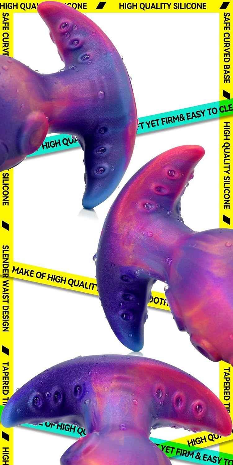 Anal Plug for Comfortable Long-Term Wear Silicone Monster Tentacle Butt Plug Dilator with Curved Base Slender Waist 4.41 x 1.77 Inch Prostate Sex Toy for Men Women Masturbation