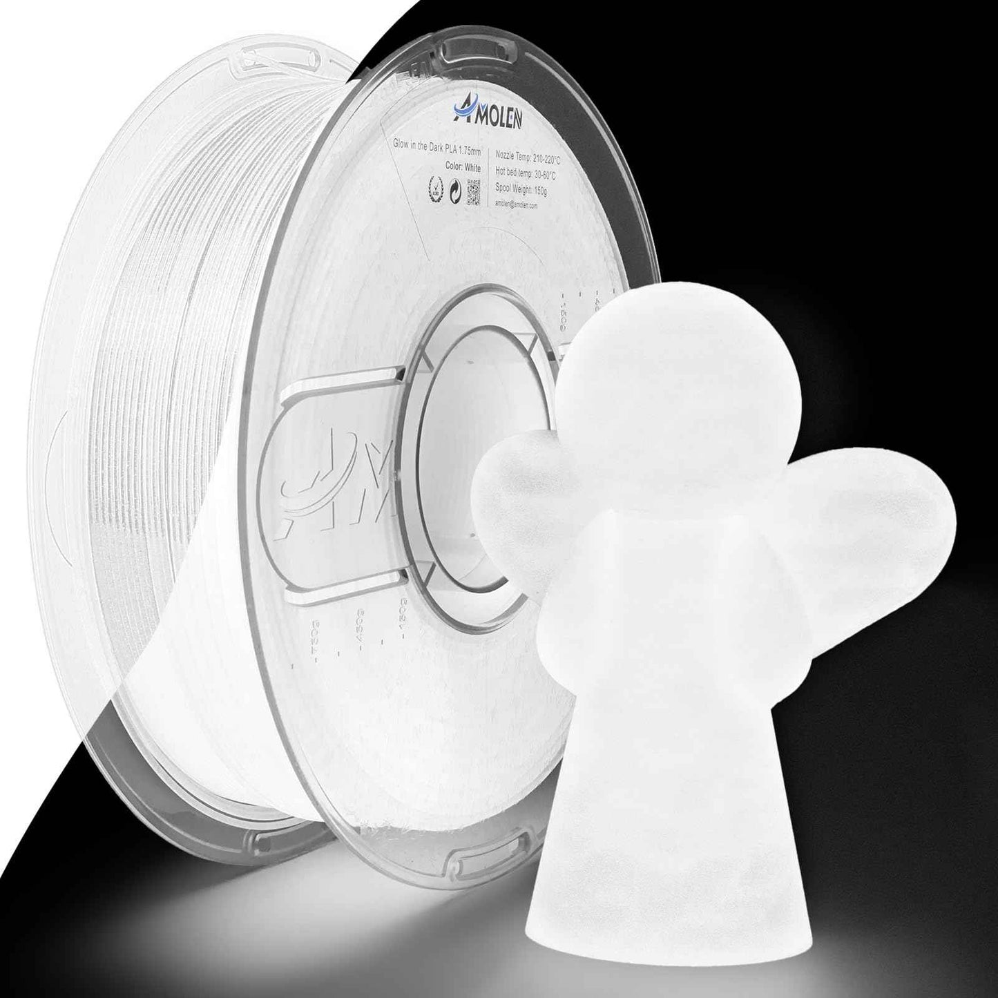 AMOLEN Glow in The Dark PLA Filament, 1.75mm PLA 3D Printer Filament