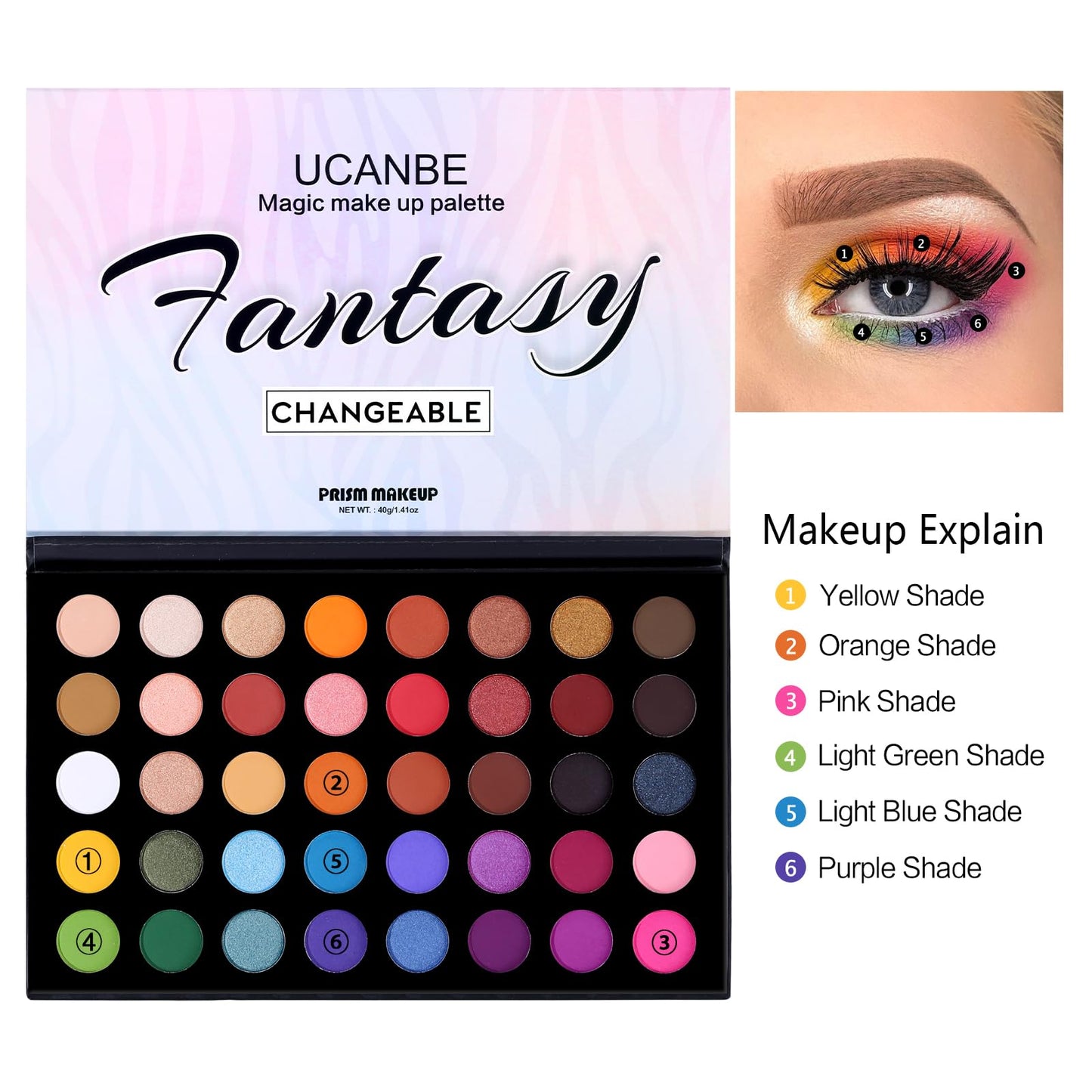 UCANBE Highly Pigmented Eye Makeup Palette, Matte Shimmer Metallic Eyeshadow Pallet Long Lasting Blendable Make Up Eye Shadows Gift Kit