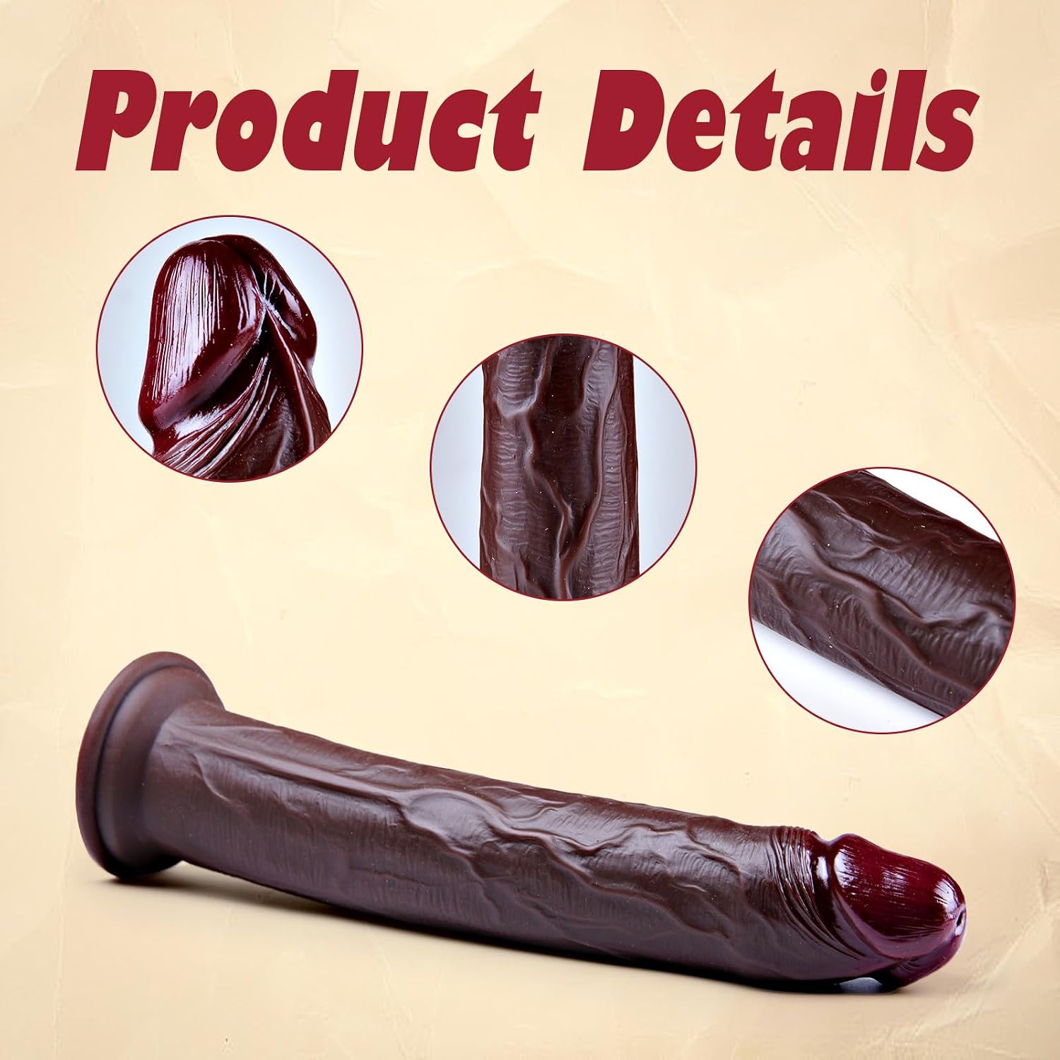 Hainuo Realistic Silicone Dildo with Suction Cup Black