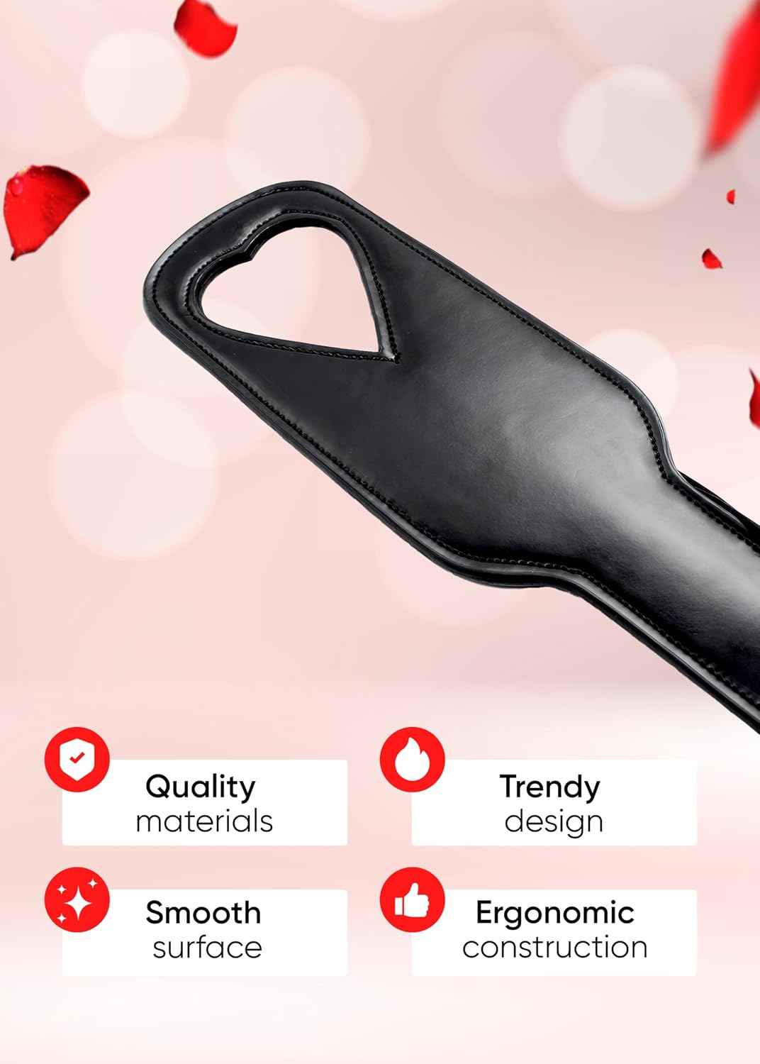 Sex Paddle for Adults, Heart Shaped BDSM Paddle for Bedroom, Black Accessory for Couples Play, Spanking Sexy Toy for Women