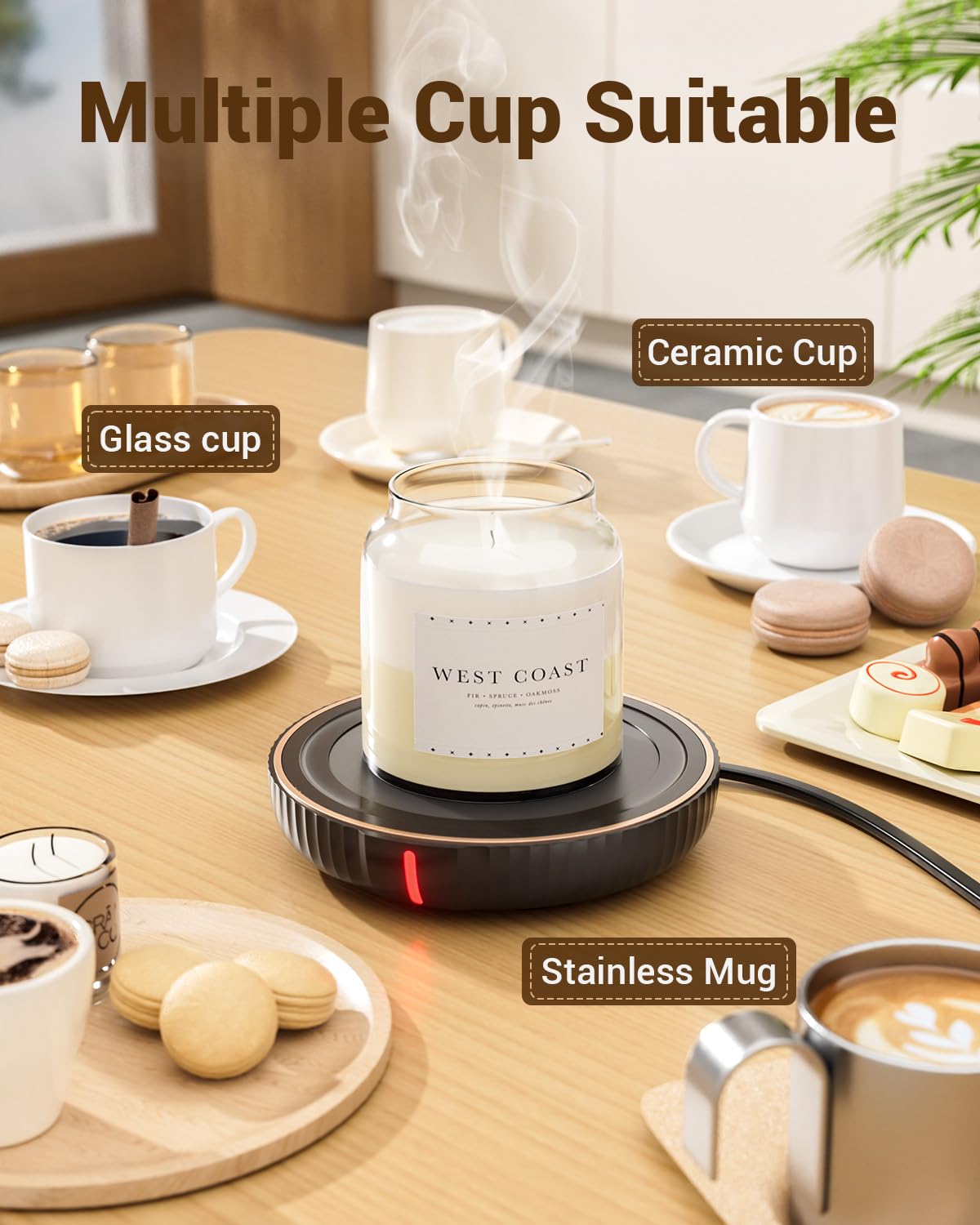 HouseGem Large Candle Warmer Plate,Ideal Desk Cup Warmer for Coffee, Beverages, Milk & Tea