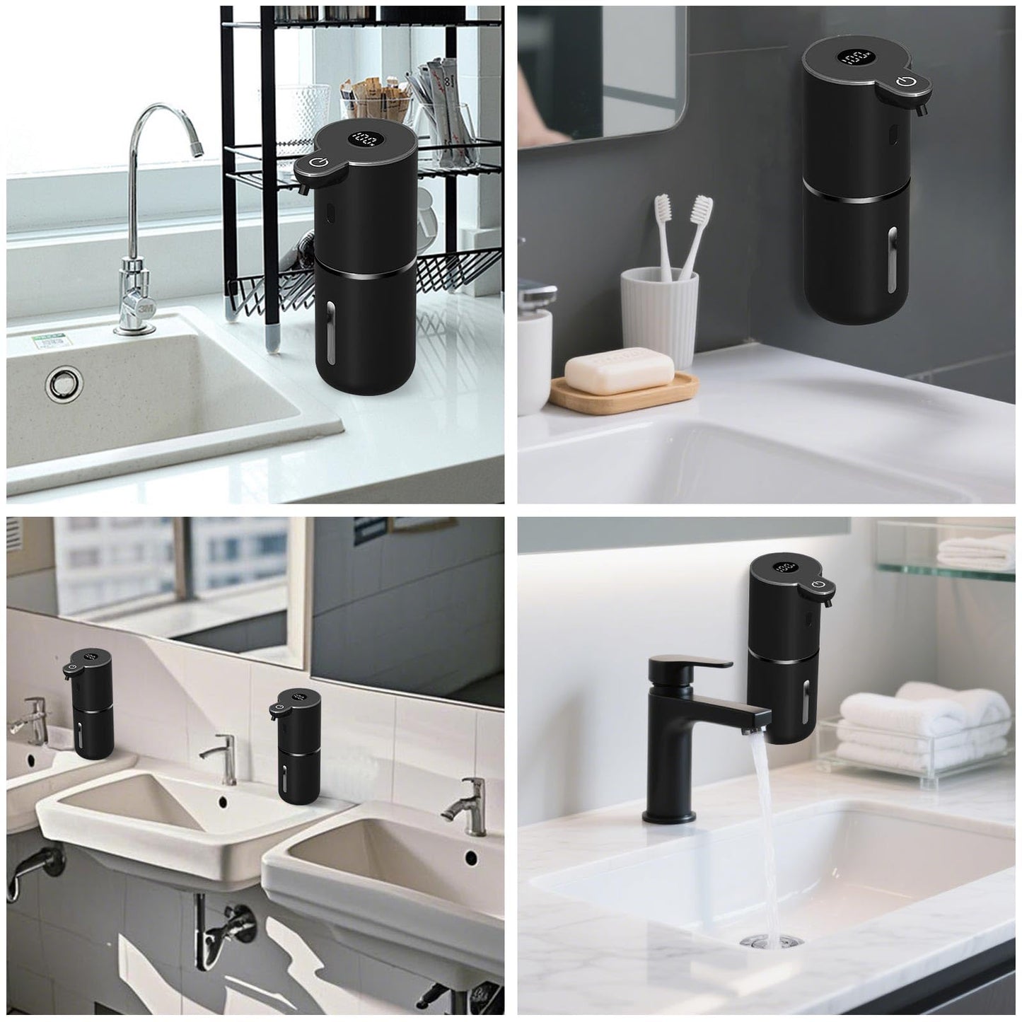 OHIFAST Automatic Soap Dispenser Touchless, USB Rechargeable Smart Hand Soap Dispenser, 6-Level Adjustable, 12.8oz/380mL Wall Mounted for Bathroom Kitchen Dish Soap