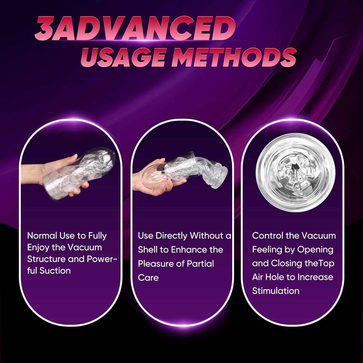 3 Ways to Use Male Masturbator Manual Reusable Handheld with Lifelike Ultra-Soft Textured, Male Masturbation Stroker Sleeve Stimulation Pocket Pussies Sex Toys Penis TPE Masturbation Sleeve for Men
