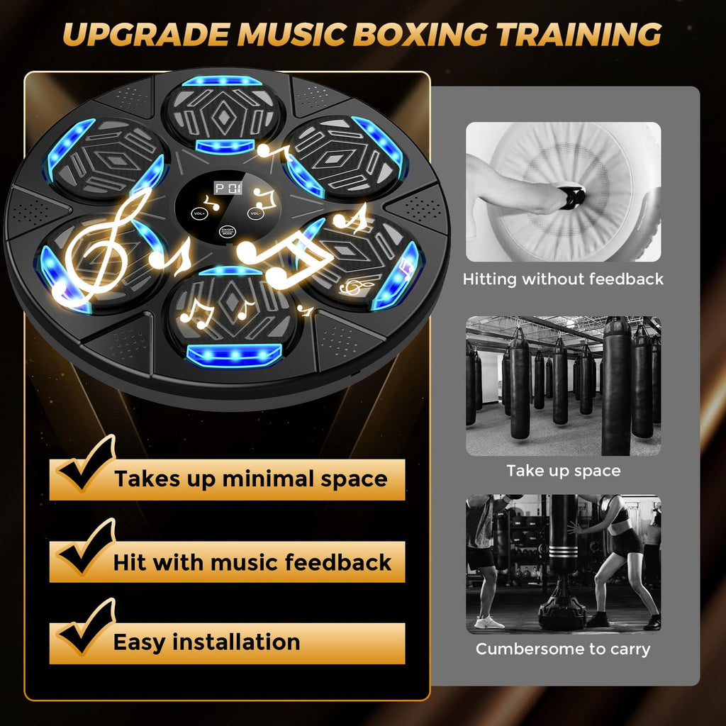 LOLBOX Music Boxing Machine, Boxing Wall Mount Machine for Kids Adult, Bluetooth Smart Boxing Traineing Machine with Boxing Gloves, Boxing Workout Equipment Target for Home, Office, Gym (Upgrade)