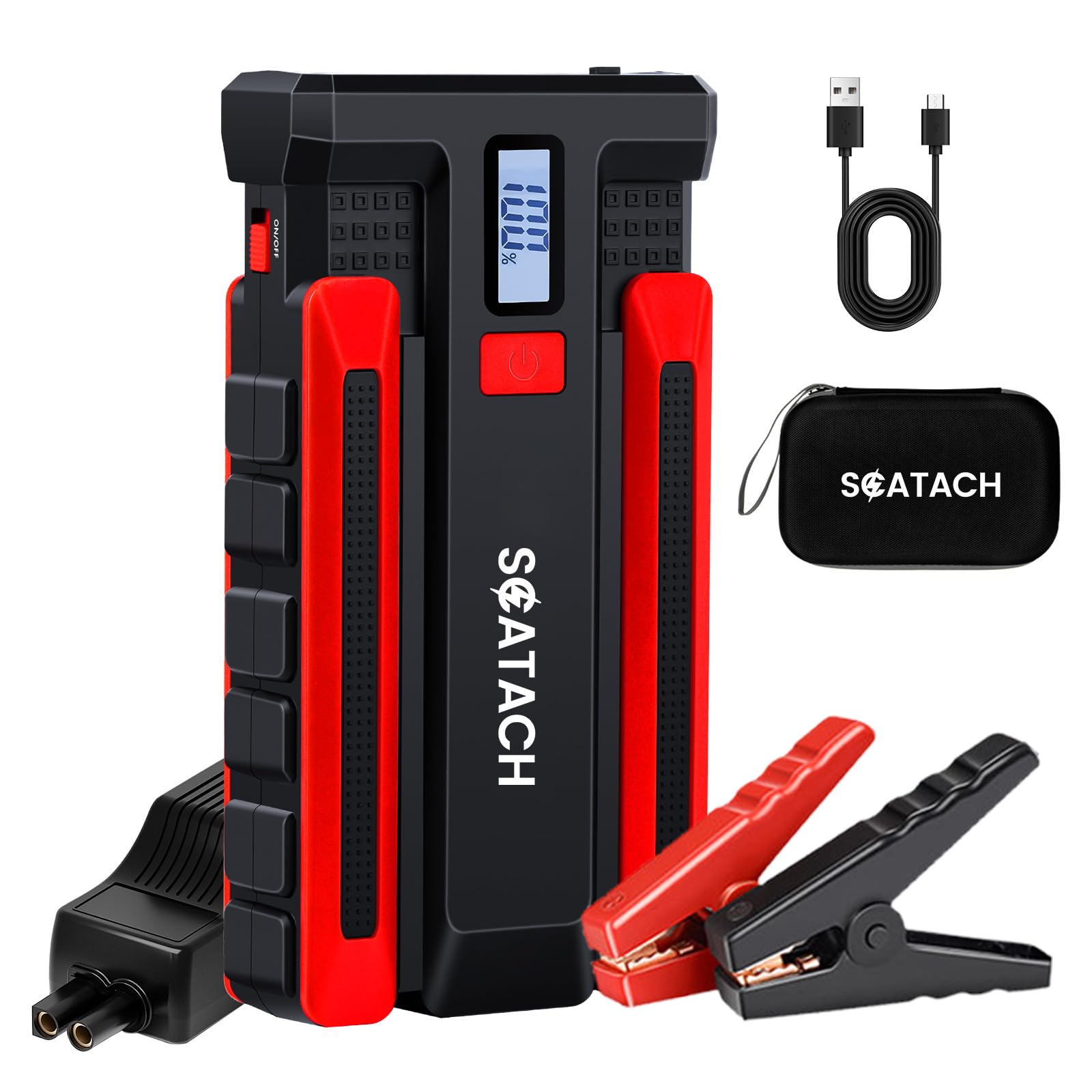 Jump Starter 3000A, Car Battery Jump Starter Portable (9.0L Gas and 7.0L Diesel), 12V Jump Box with Flashlight, Jump Cable, LED Display