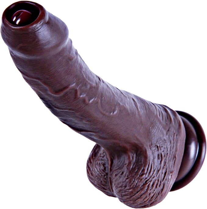 Umania Realistic Silicone Dildo Movable Foreskin Black 8in