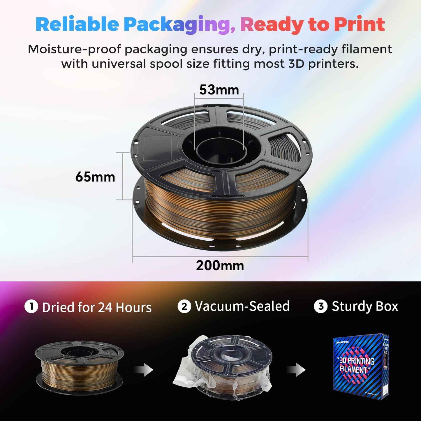 FLASHFORGE Silk PLA Filament 1.75mm, 3D Printer Filament 1kg (2.2lbs) Spool, Smooth and Silky Texture 3D Printing Filament, Dimensional Accuracy +/- 0.02mm