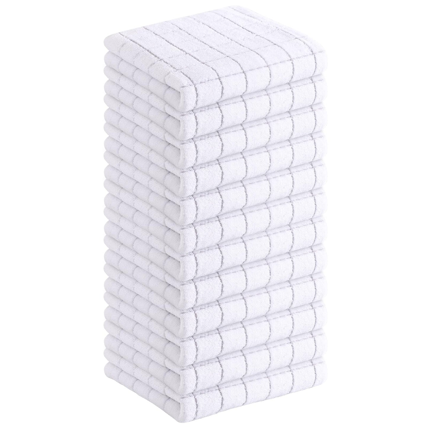 Homaxy 100% Cotton Terrycloth Check Design Dish Cloths & Dish Towels, Soft and Absorbent, Perfect for Kitchen Drying and Washing
