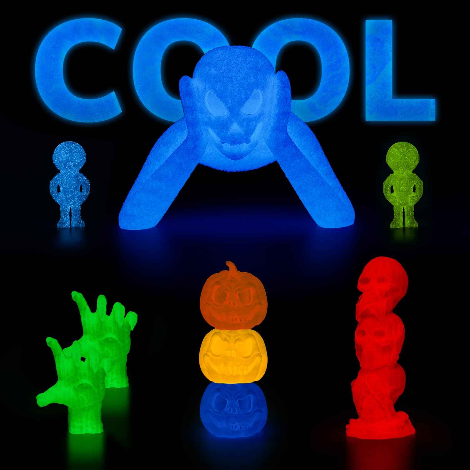 AMOLEN Glow in The Dark PLA Filament, 1.75mm PLA 3D Printer Filament
