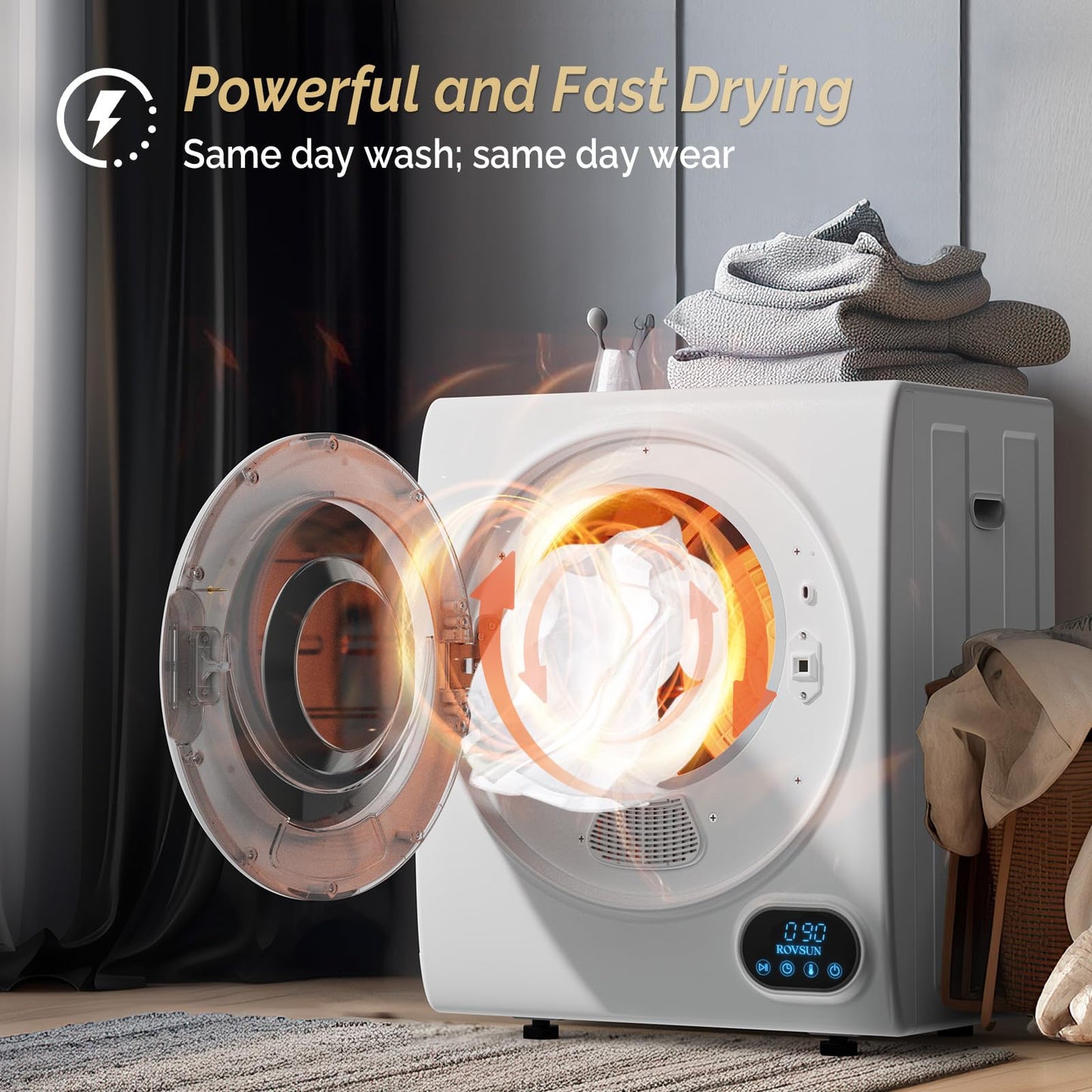 ROVSUN Full-Automatic Washing Machine and Portable Clothes Dryer Set, Compact Laundry Washer and Dryer Combo Set