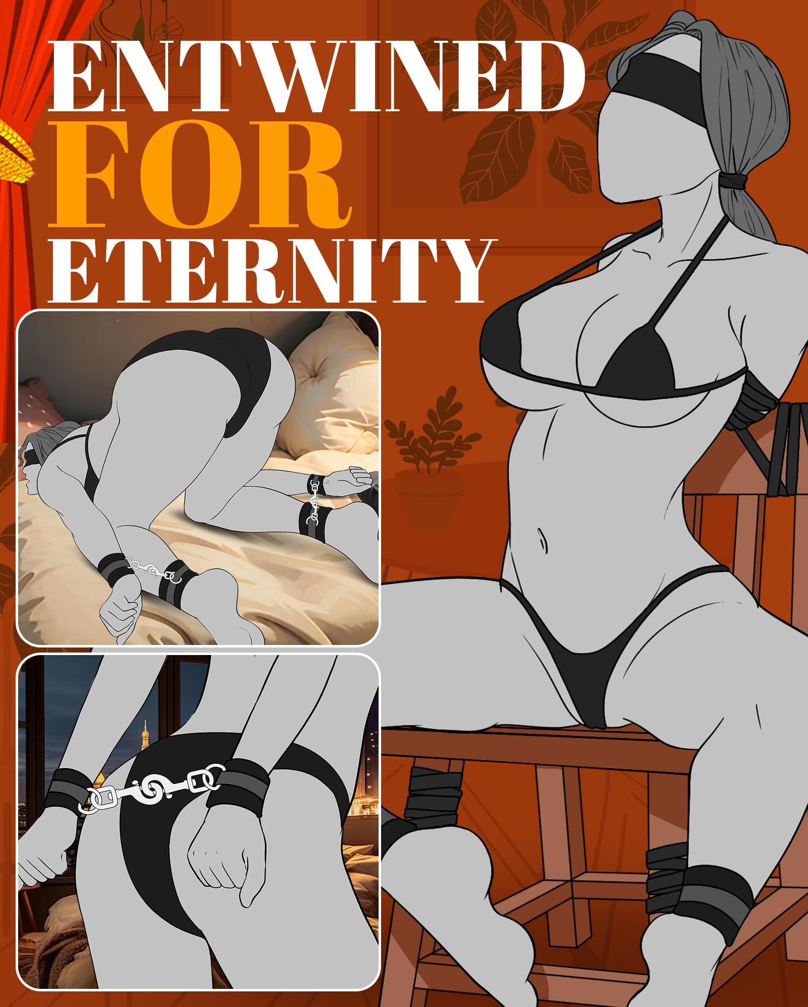 Sex Bondage BDSM Kit UTIMI Restraints Set Sex Toys with Hand Cuffs Ankle Cuff Bondage Collection & Blindfold & Tickler Included