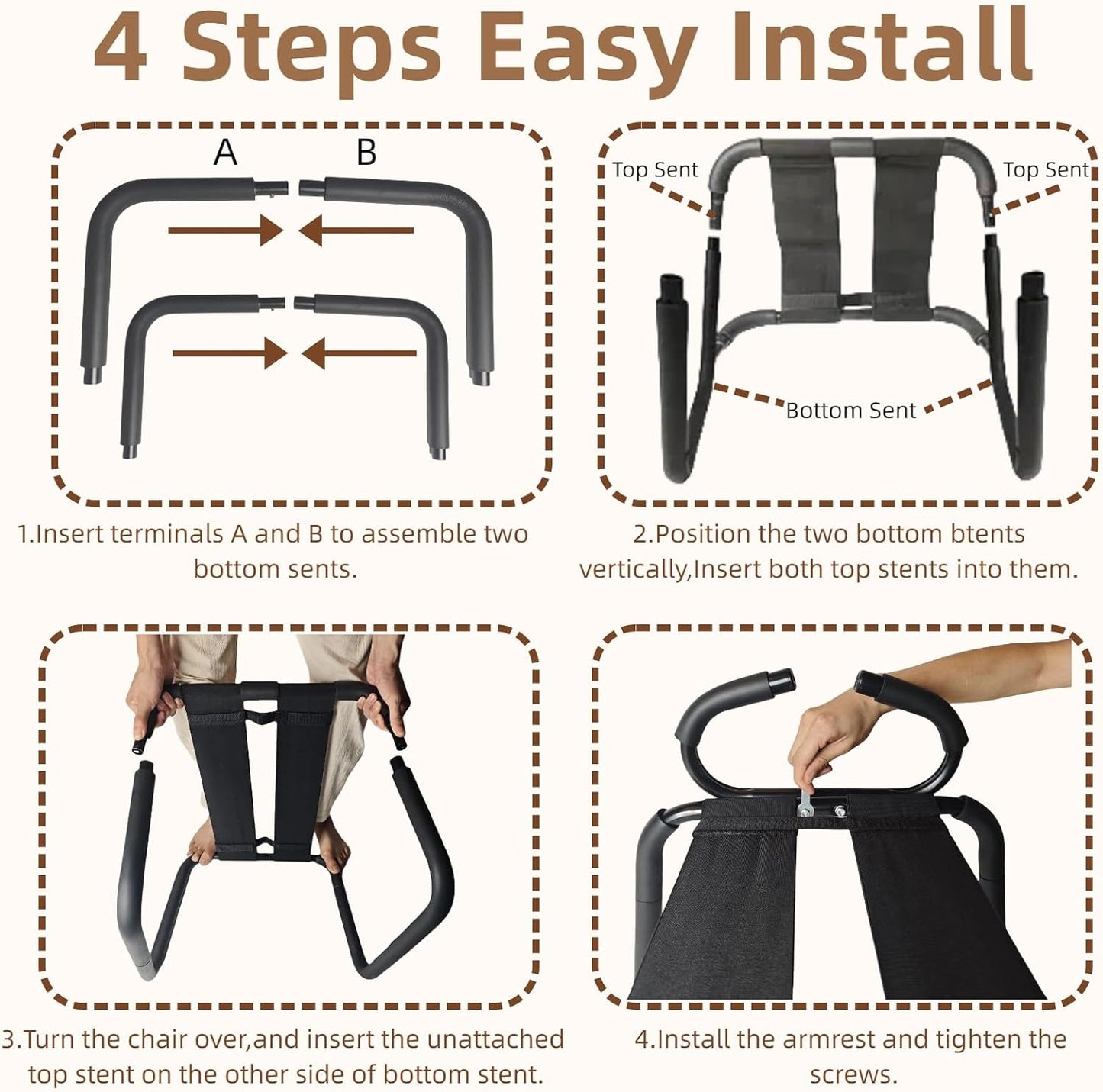 Eroslove Adjustable Sex Position Chair with Handrails Black