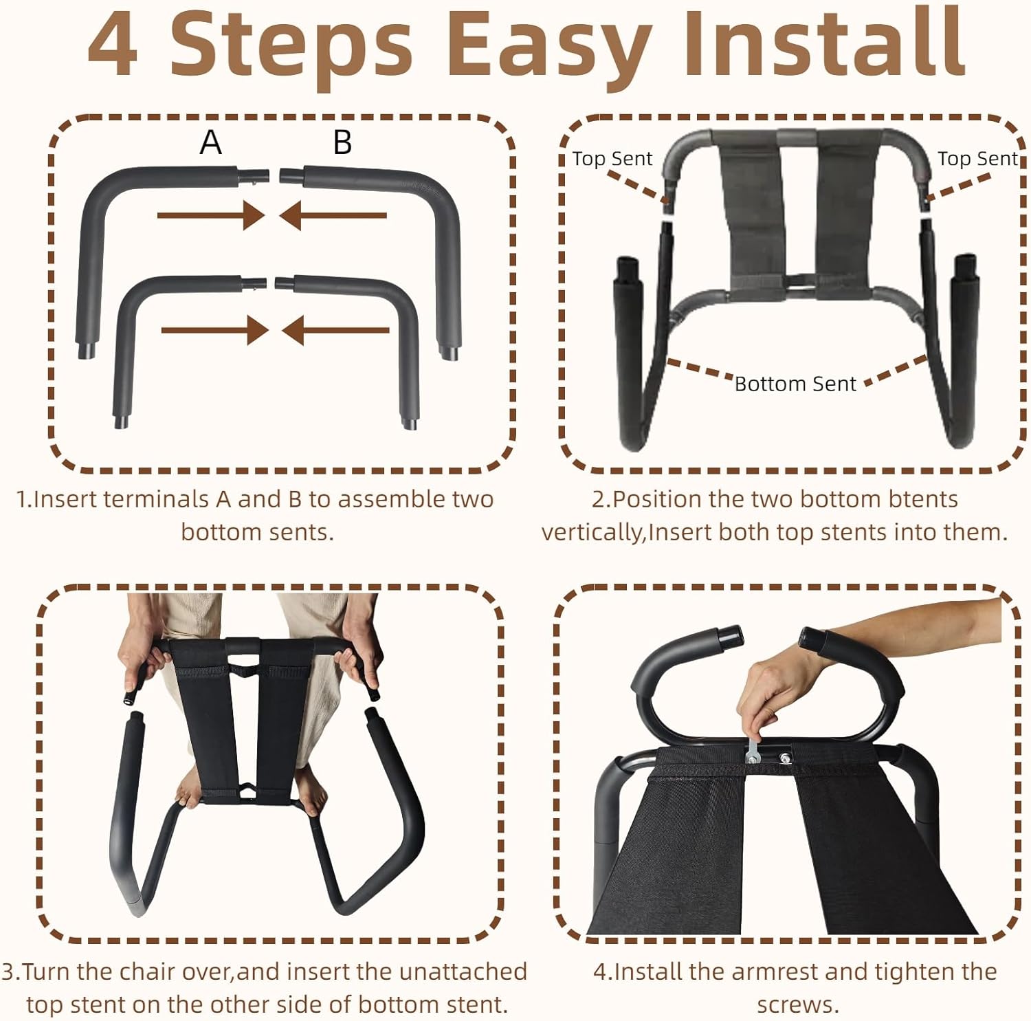 Eroslove Adjustable Sex Position Chair with Handrails Black