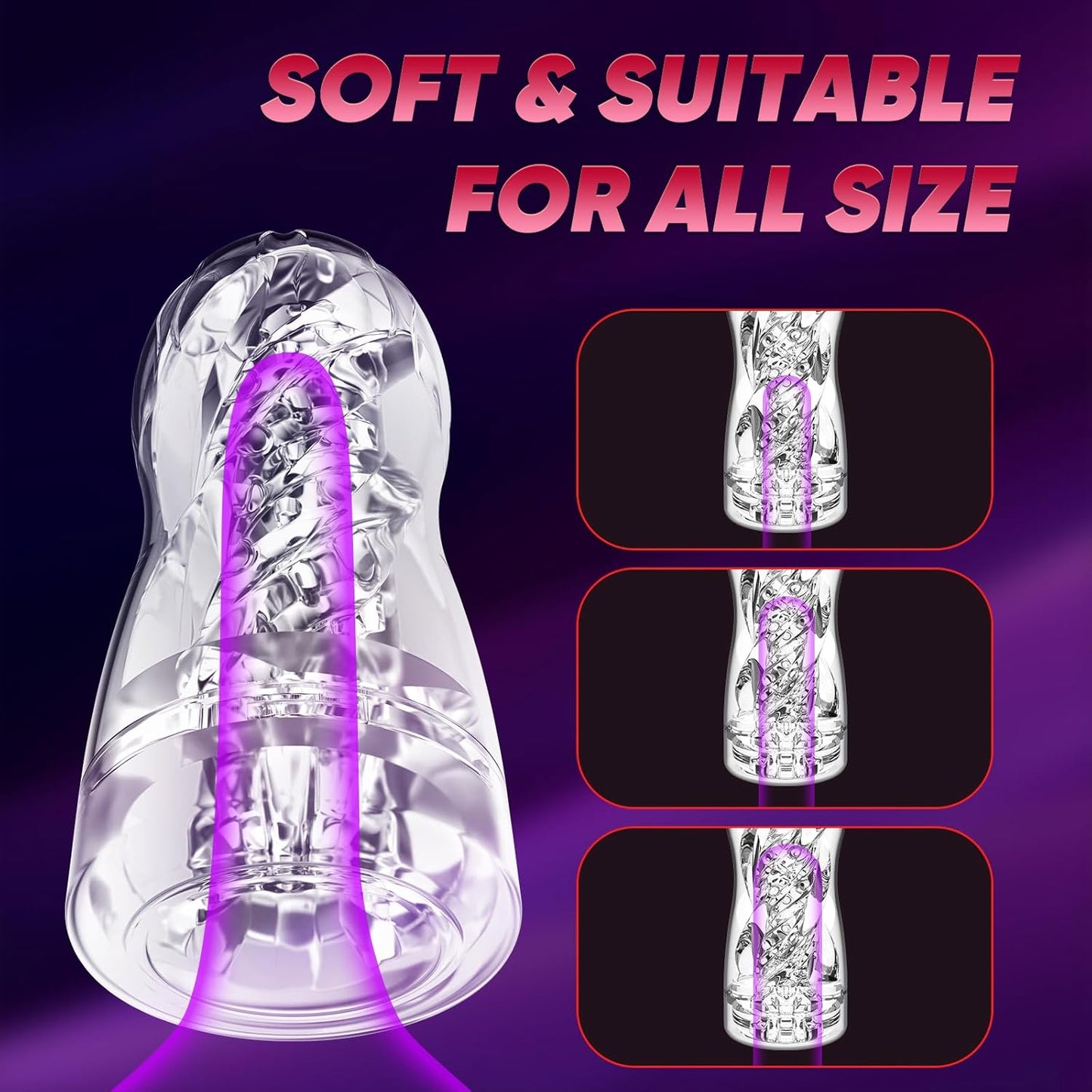 3 Ways to Use Male Masturbator Manual Reusable Handheld with Lifelike Ultra-Soft Textured, Male Masturbation Stroker Sleeve Stimulation Pocket Pussies Sex Toys Penis TPE Masturbation Sleeve for Men